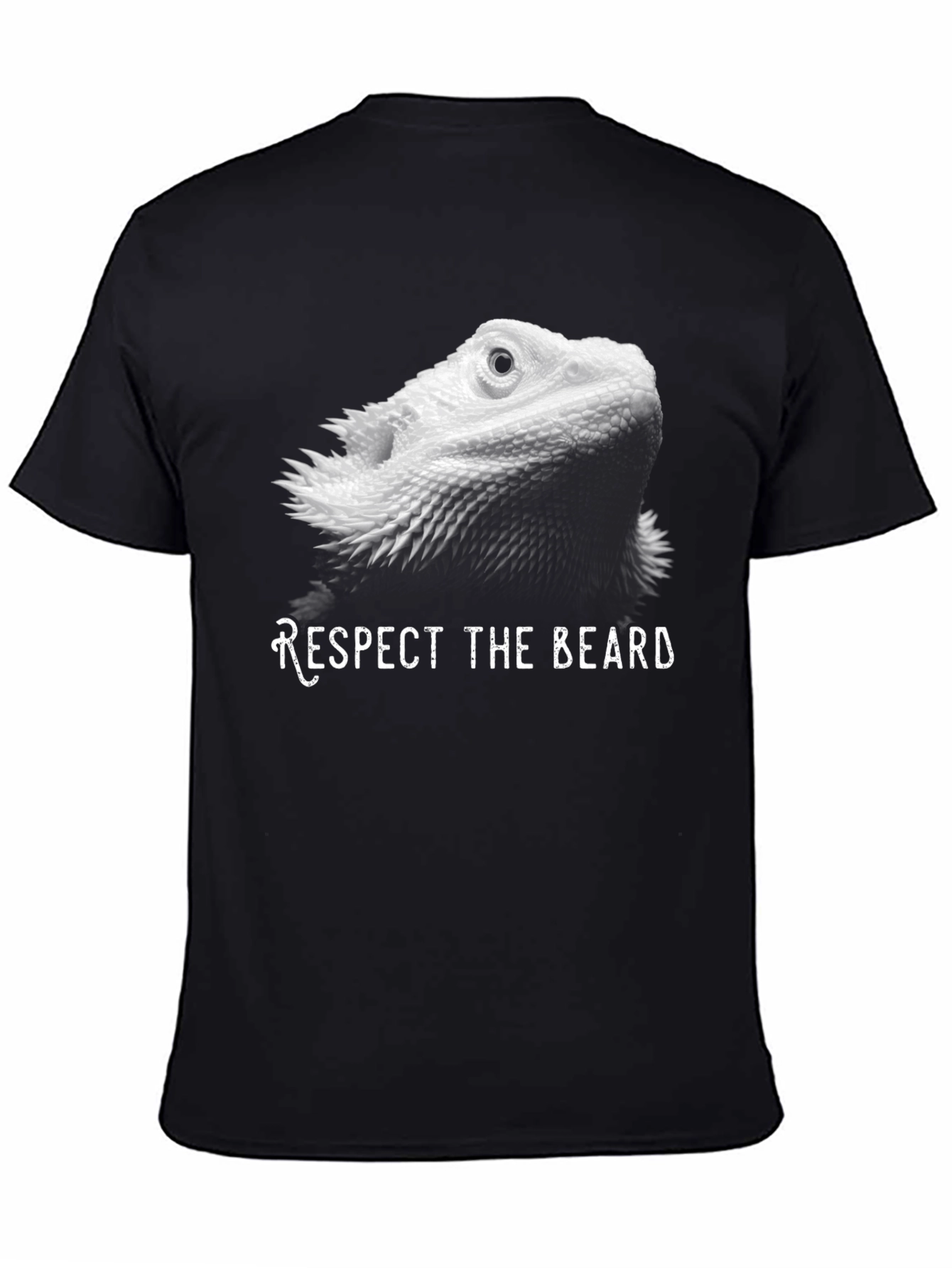 Black Respect the Beard Bearded Dragon Lizard T-Shirt view 4