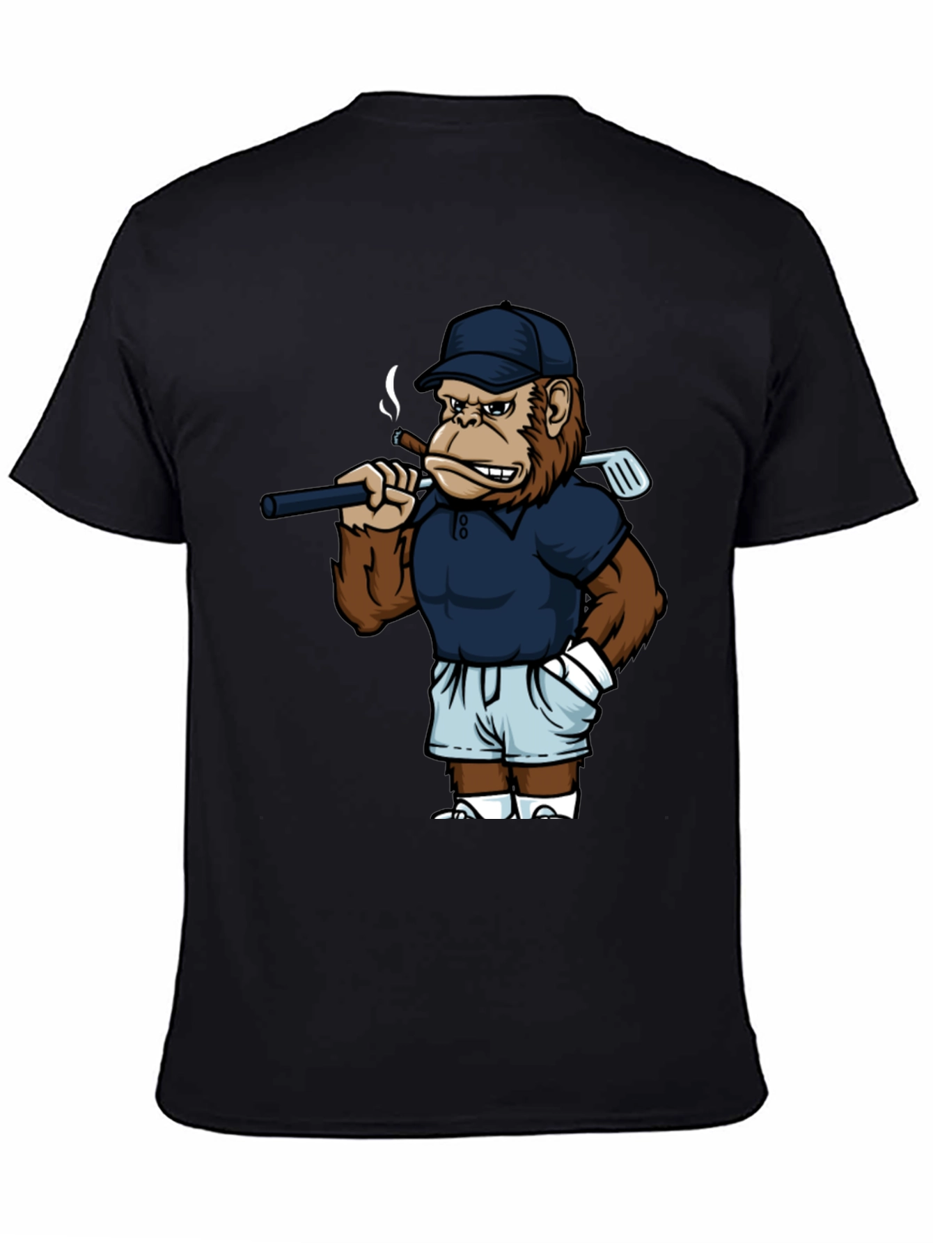 Black Cool Monkey Golfer Graphic Tee - Black view 4