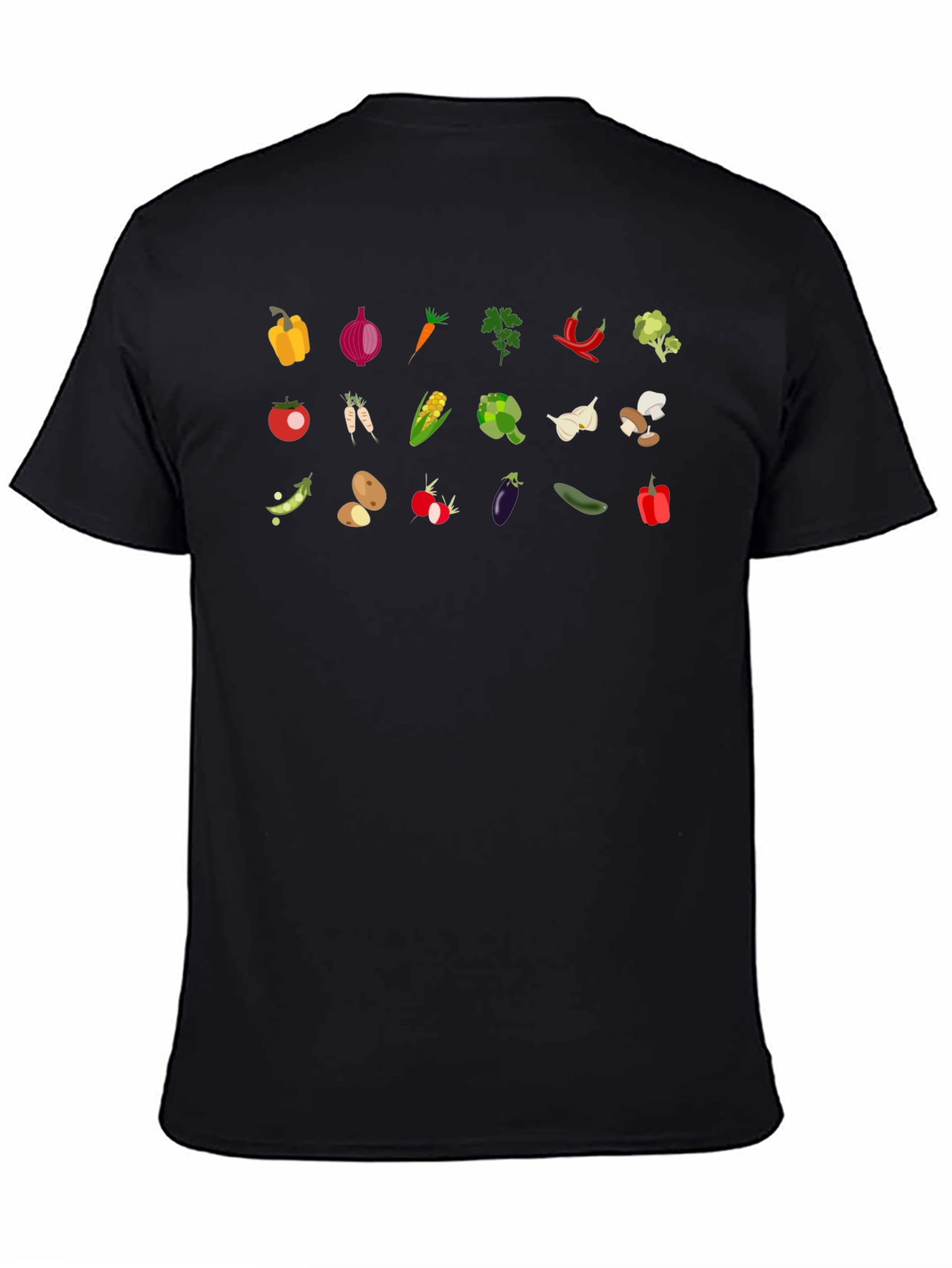 Black Vegetable Pattern T-Shirt | Stylish & Unique Design view 4