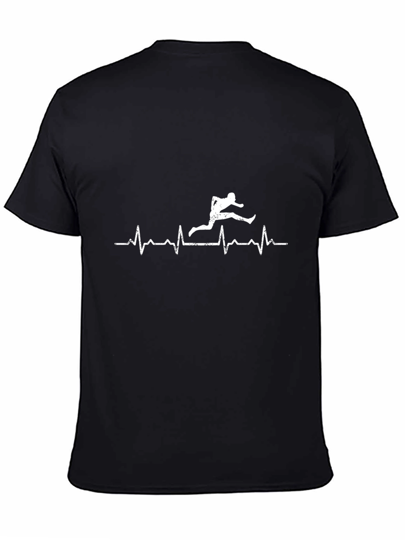 Black Runner Heartbeat Graphic Tee - Black Cotton T-Shirt view 4