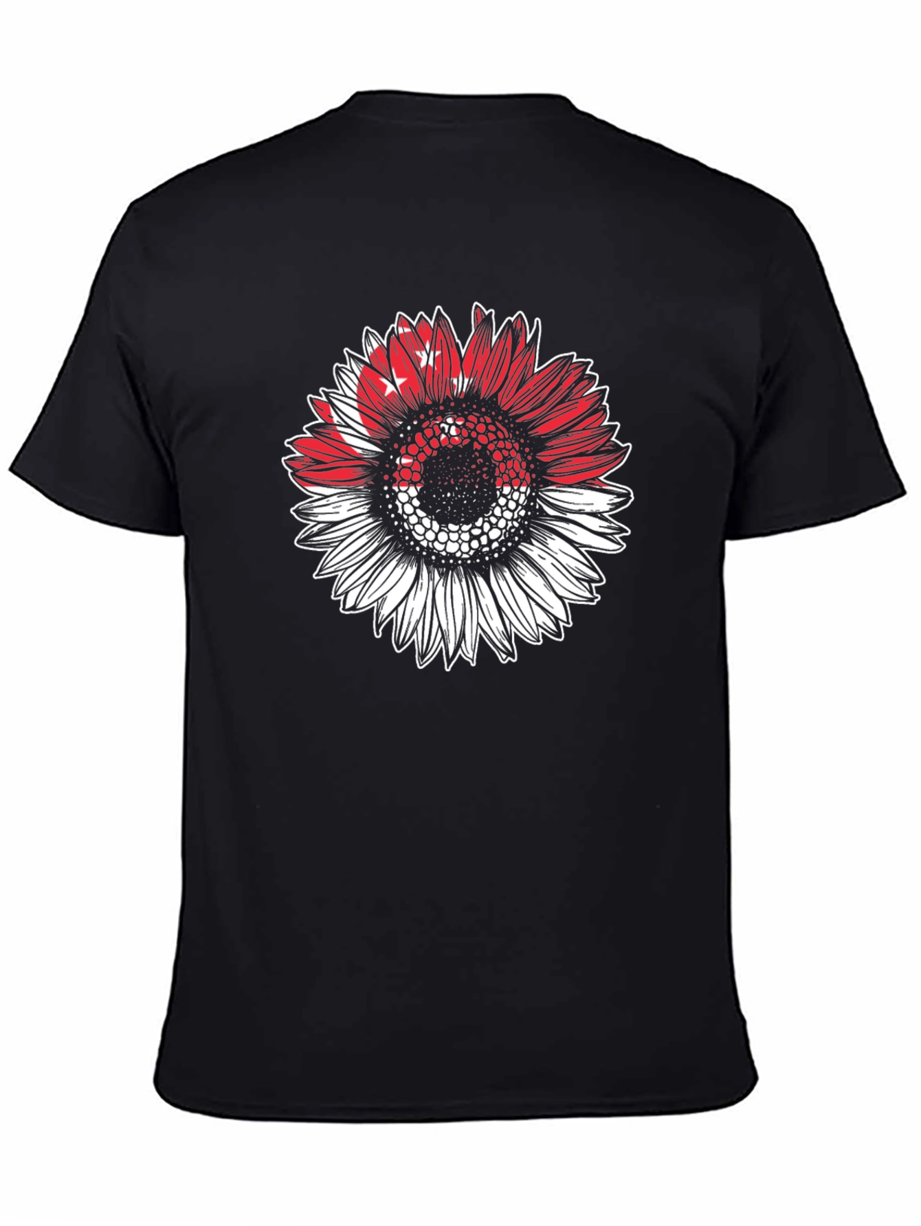Black Sunflower Singapore Flag T-Shirt view 4