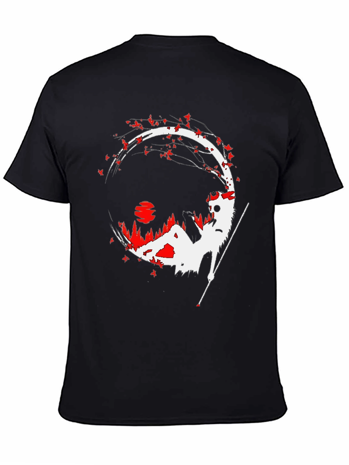 Black Samurai Silhouette Graphic Tee - Men's Black T-Shirt view 4