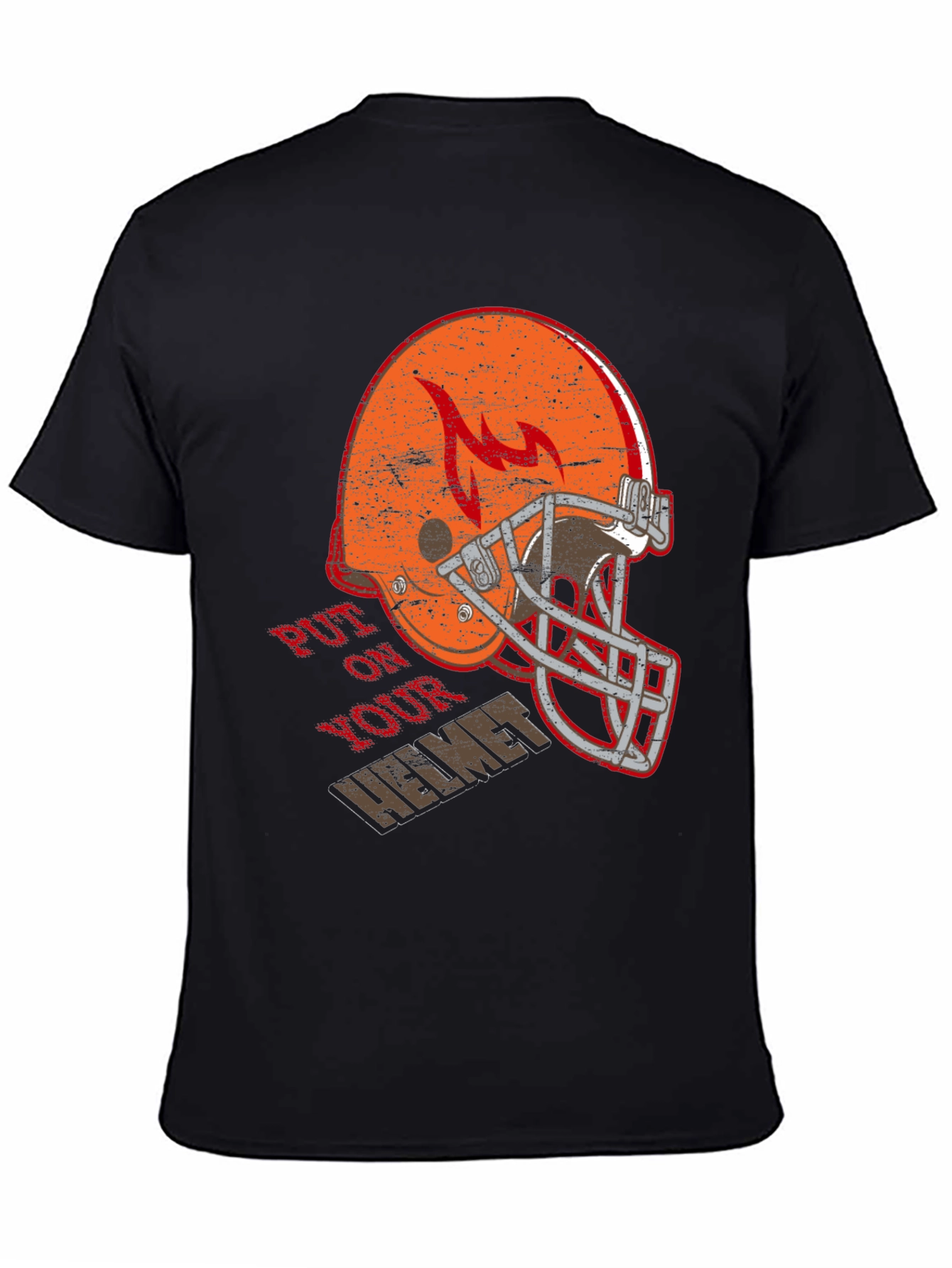 Black Put On Your Helmet Graphic T-Shirt view 4