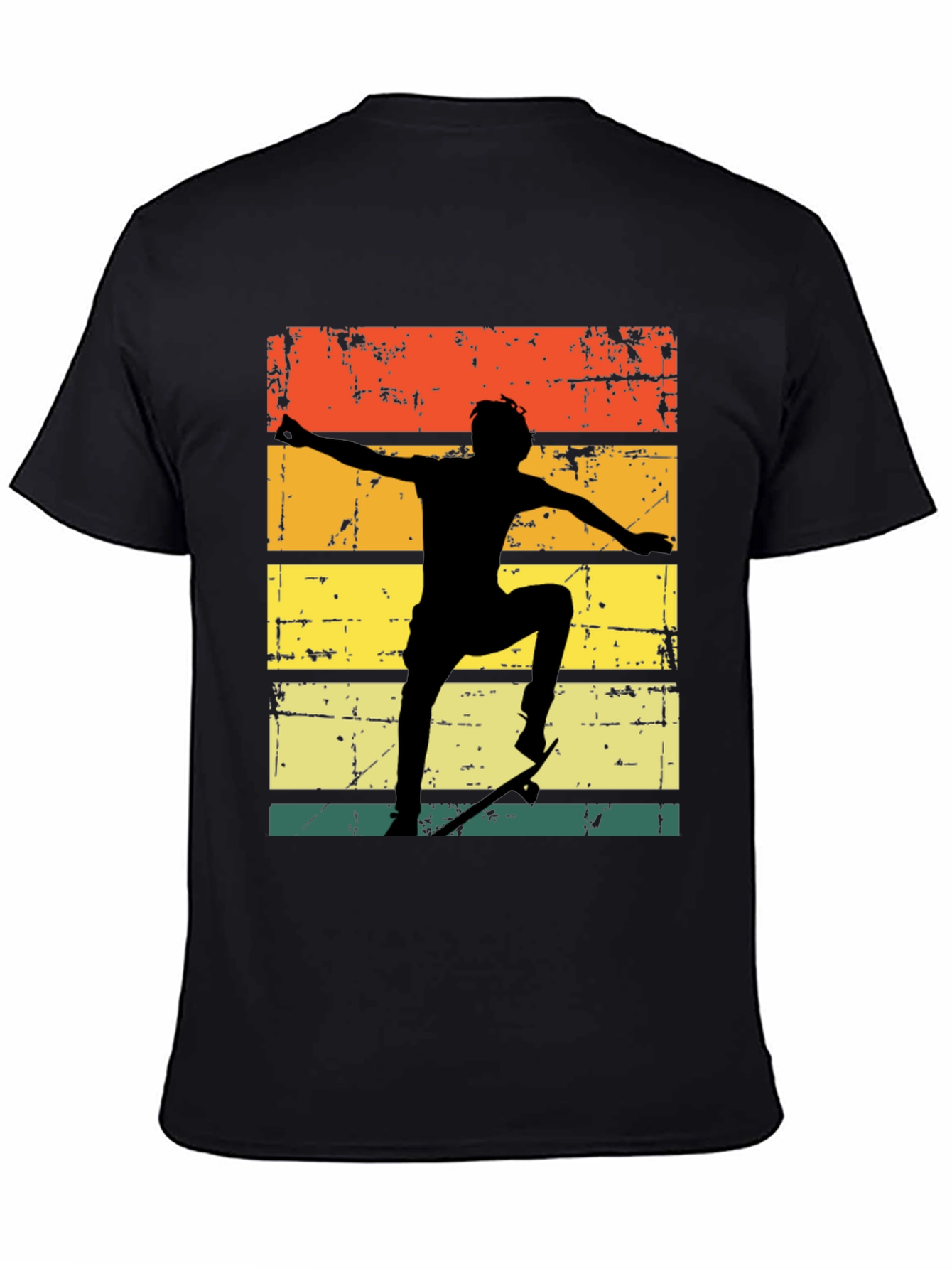 Black Retro Skateboarder Graphic T-Shirt view 4