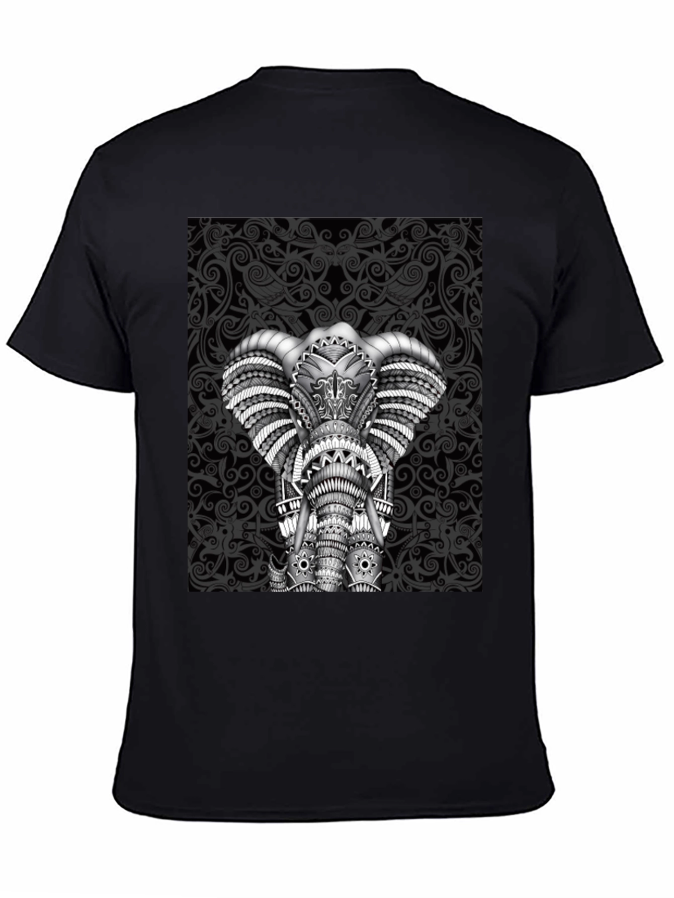 Black Elephant Graphic Tee - Black Crew Neck Shirt view 4