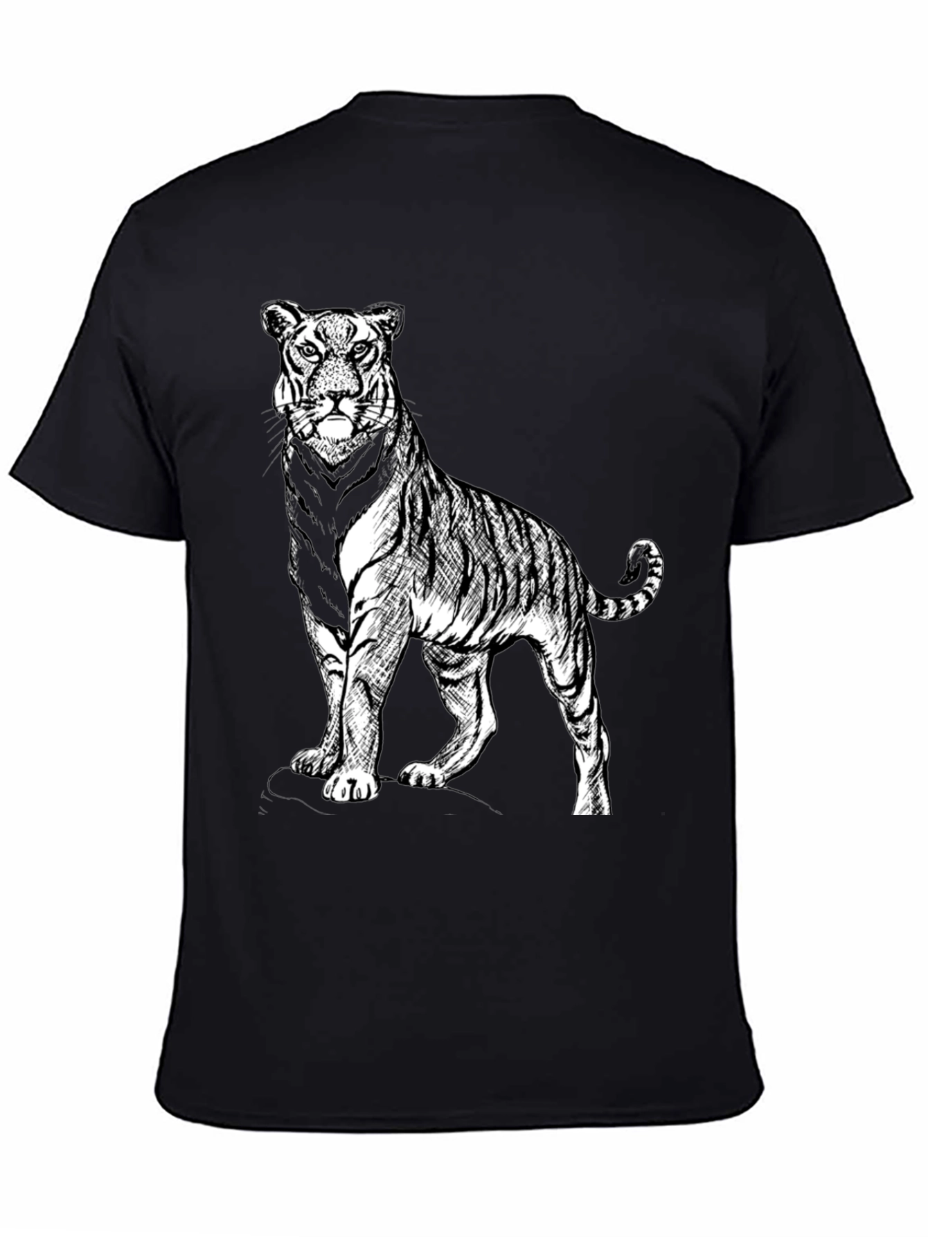 Black Bold Tiger Graphic Tee - Black Cotton Blend Shirt view 4