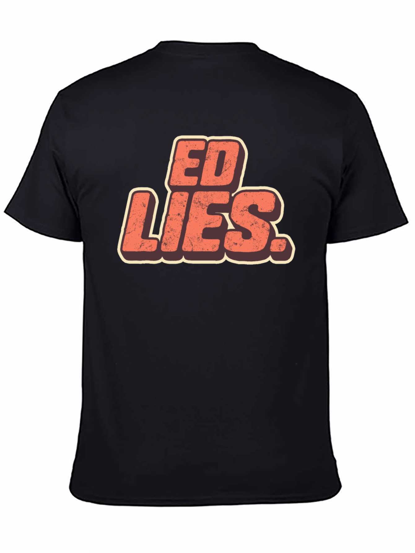 Black Ed Lies T-Shirt - Retro Design Black Tee view 4