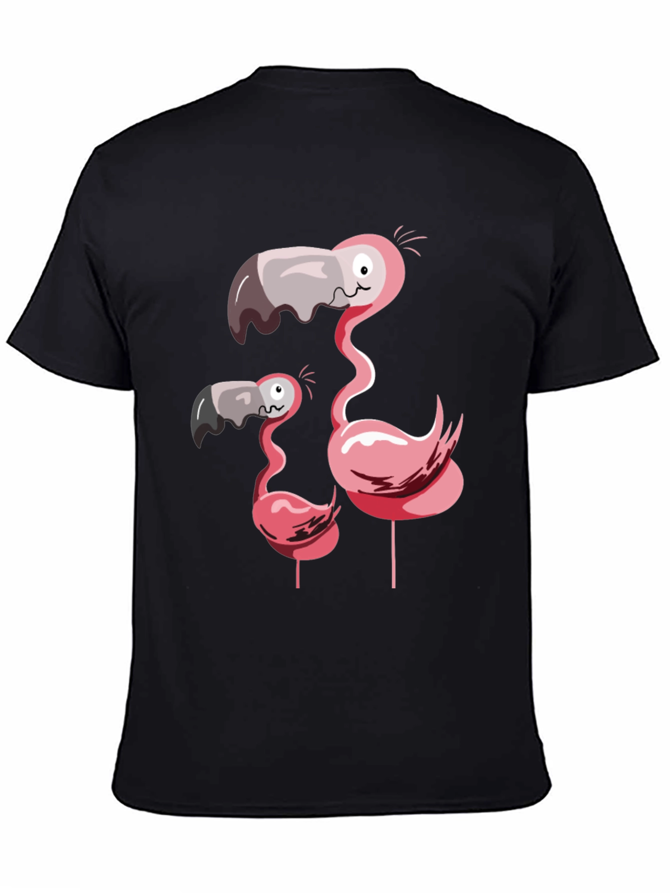 Black Funny Flamingo Family Graphic T-Shirt view 4