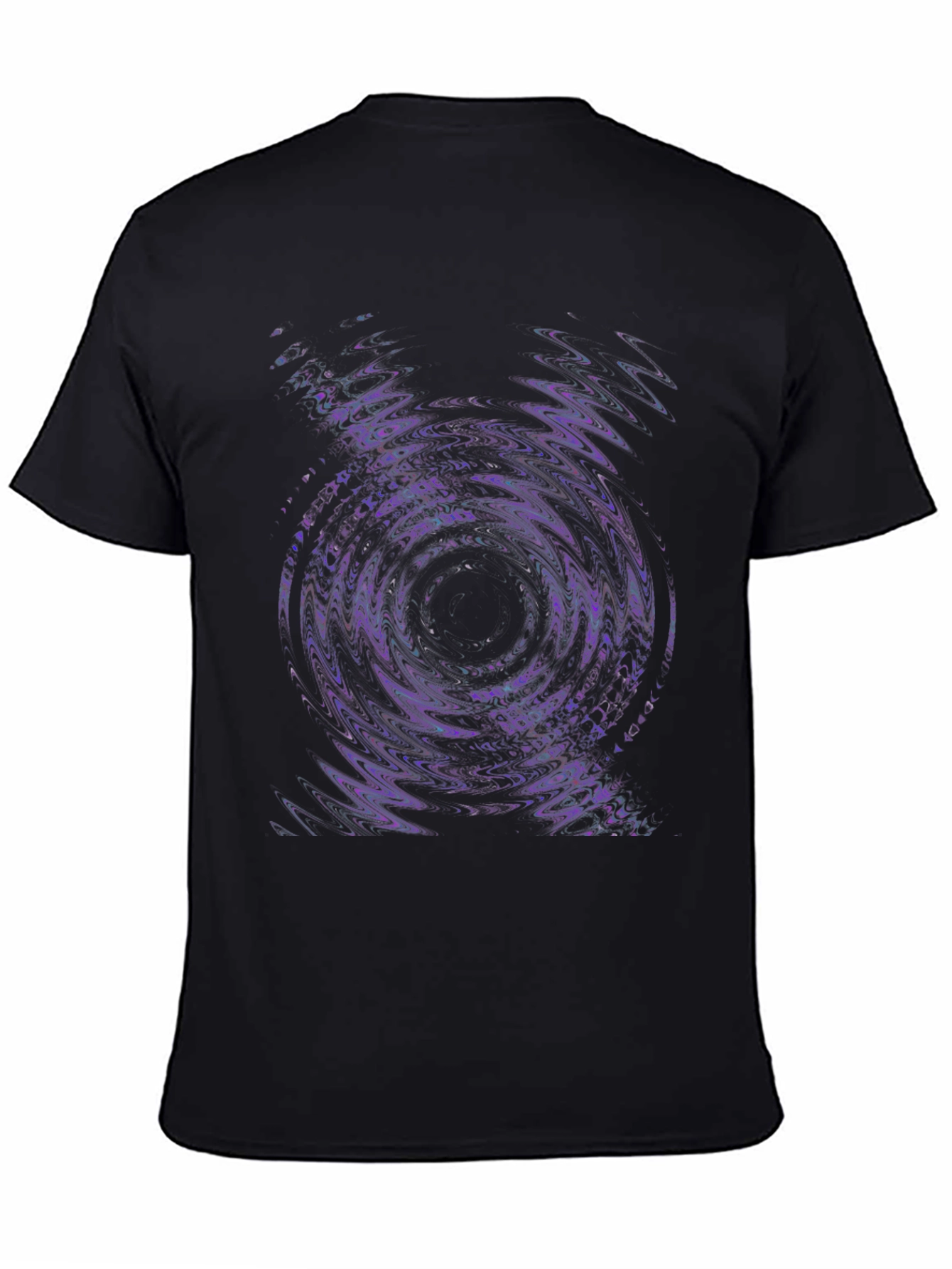 Black Abstract Vortex Graphic Tee - Black Cotton Blend view 4