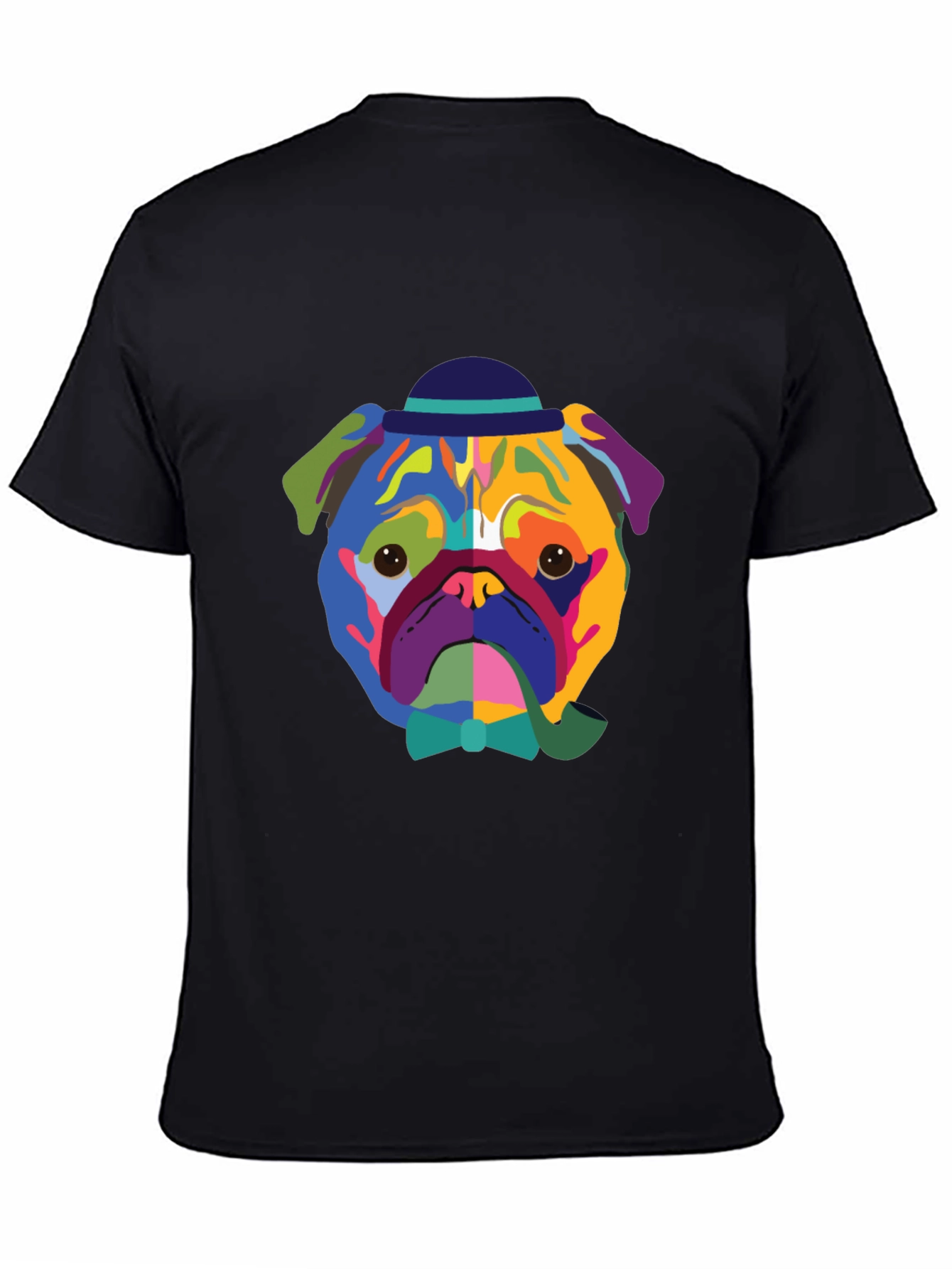 Black Colorful Dog Graphic Tee - Modern Art Style view 4