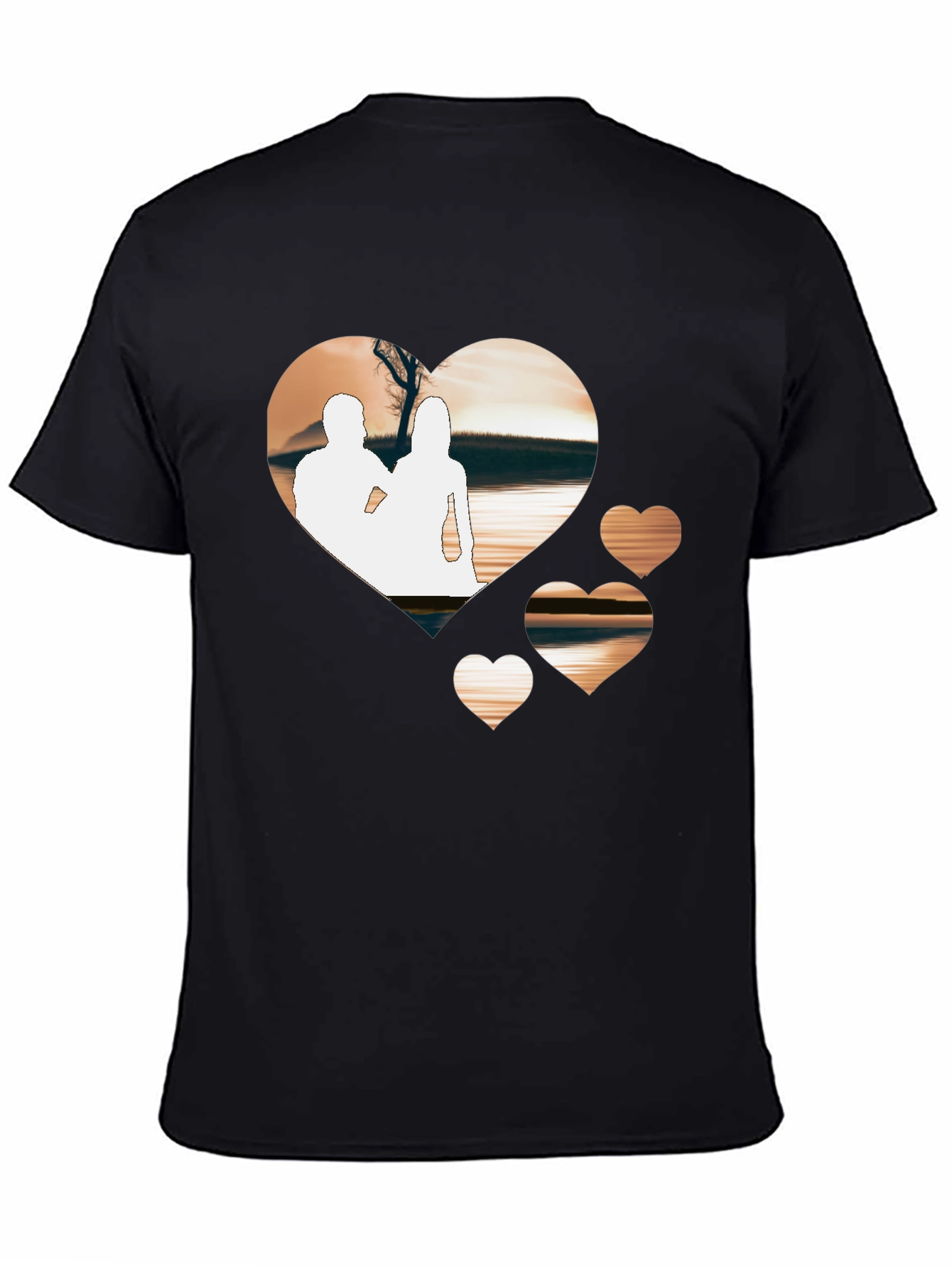 Black Romantic Hearts Graphic T-Shirt - Black view 4