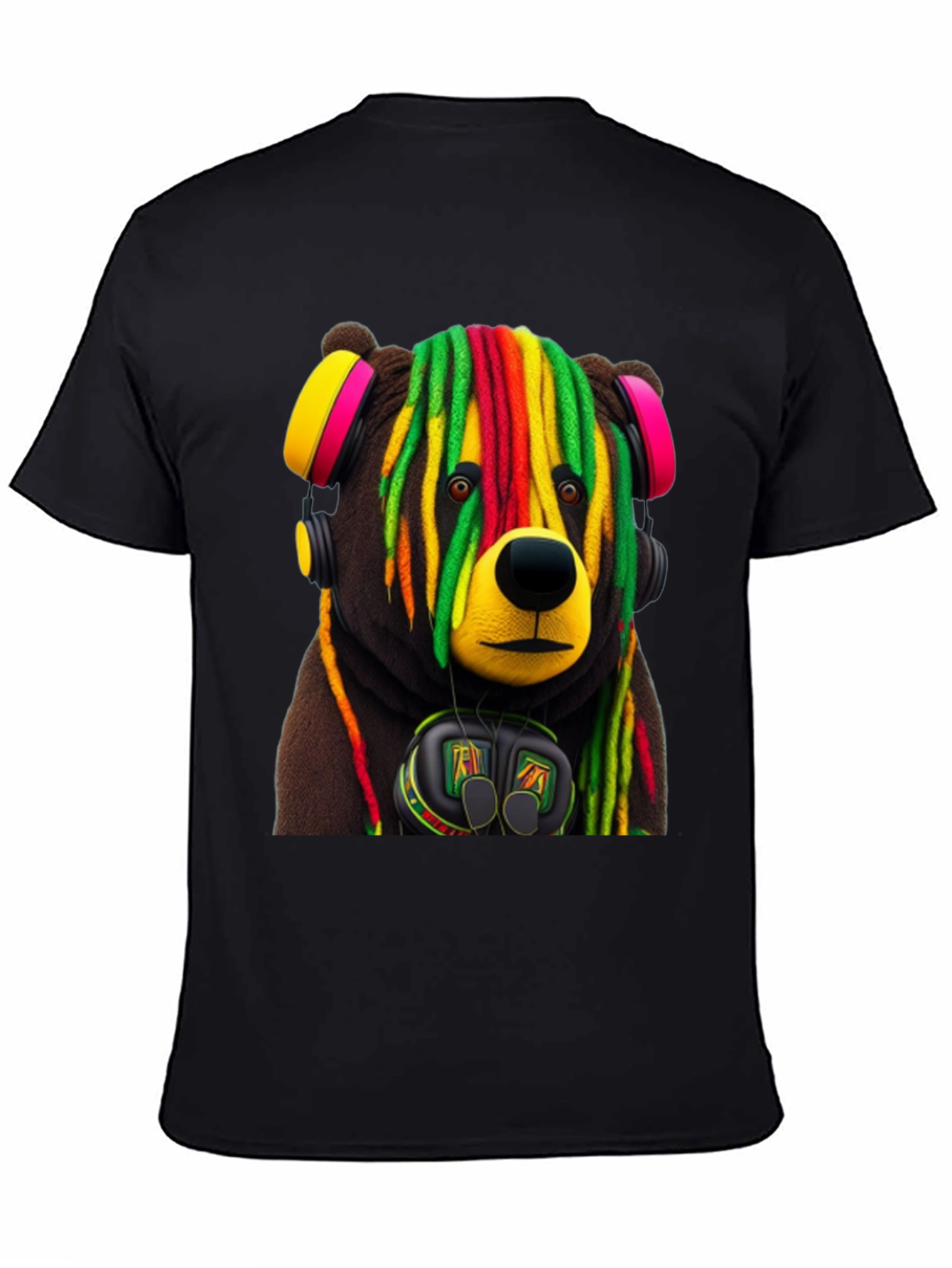 Black Rasta Bear Graphic Tee - Cool Streetwear view 4