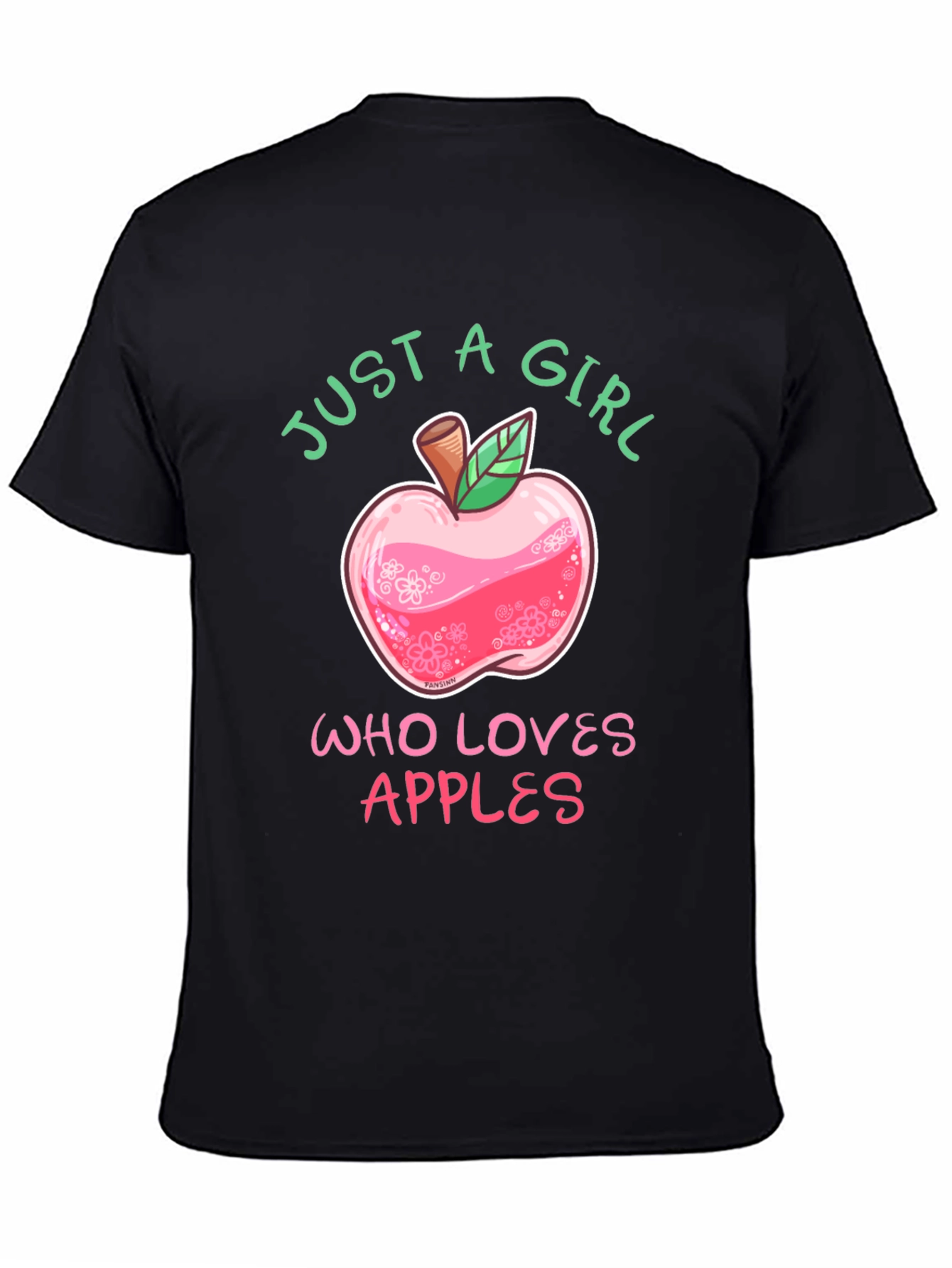 Black Just A Girl Who Loves Apples T-Shirt view 4