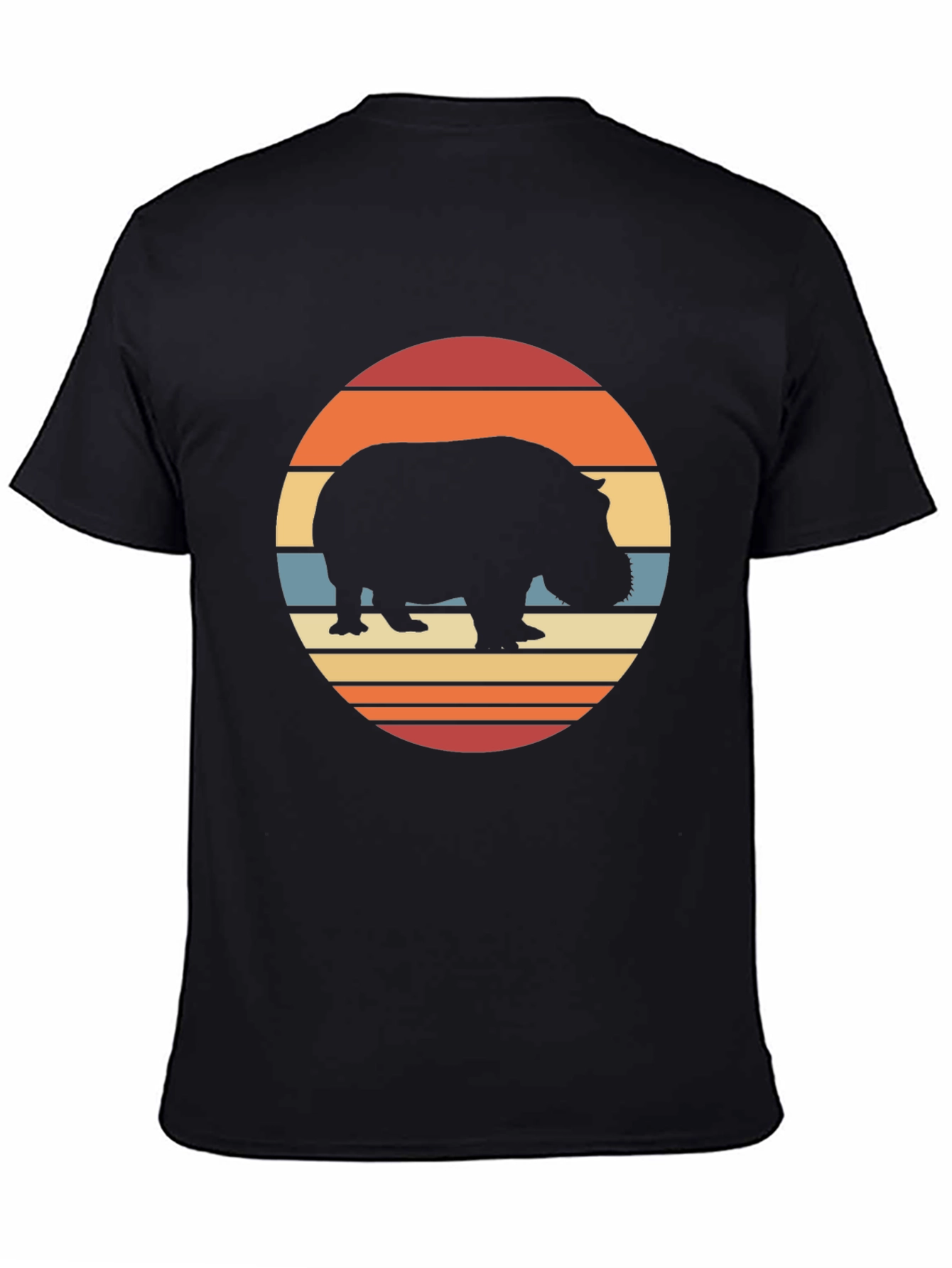Black Retro Hippo Sunset T-Shirt - Black view 4