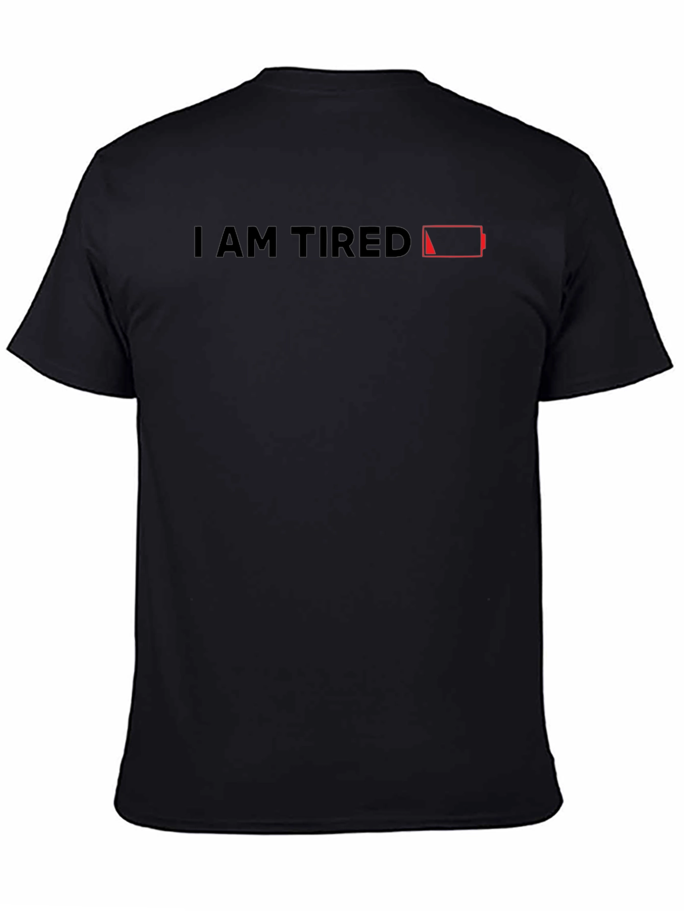 Black I Am Tired Graphic Tee - Low Battery T-Shirt view 4