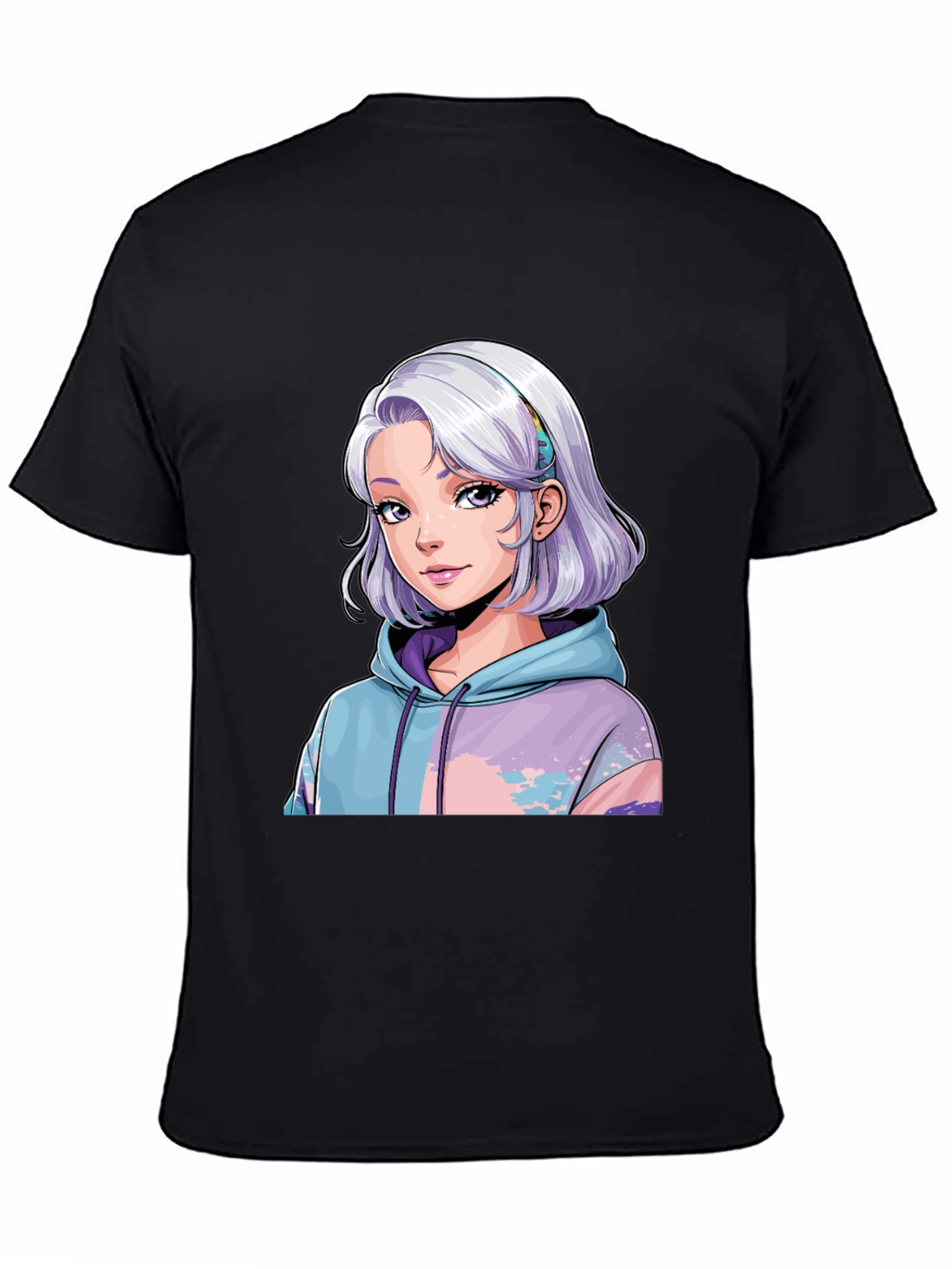 Black Anime Girl Graphic Black T-Shirt view 4