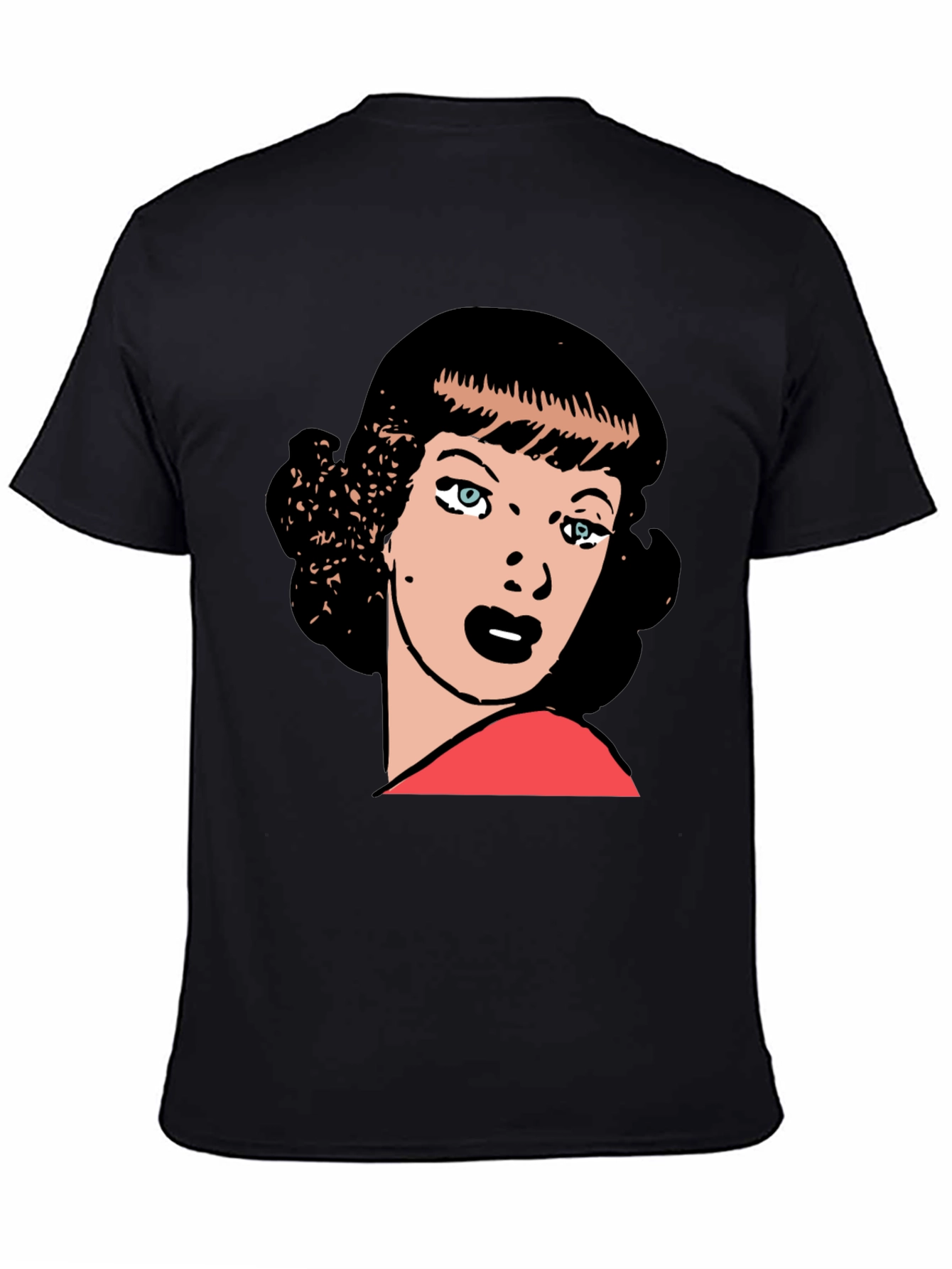 Black Retro Cartoon Woman Graphic T-Shirt view 4