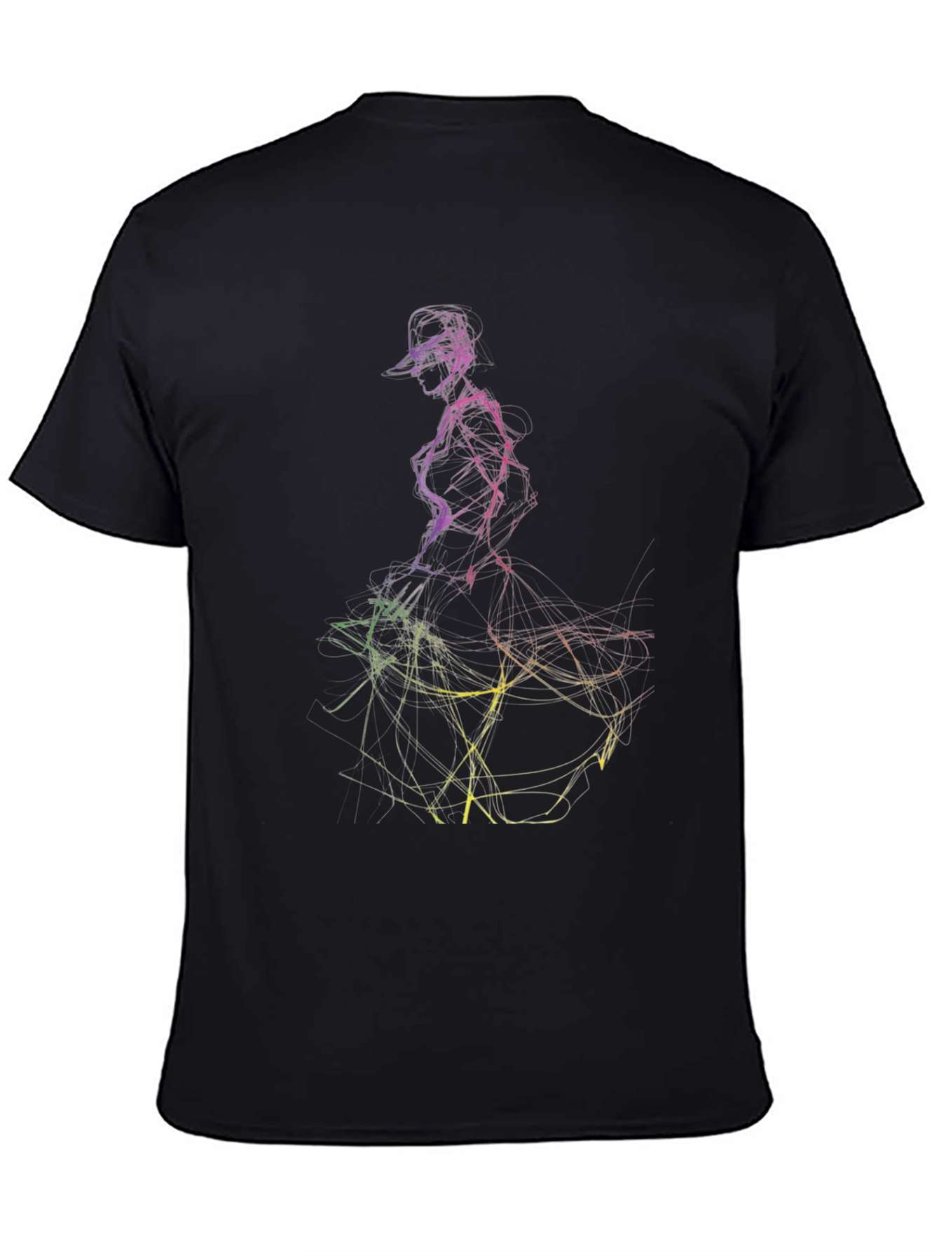 Black Abstract Dancer Graphic Tee - Men's Black T-Shirt view 4