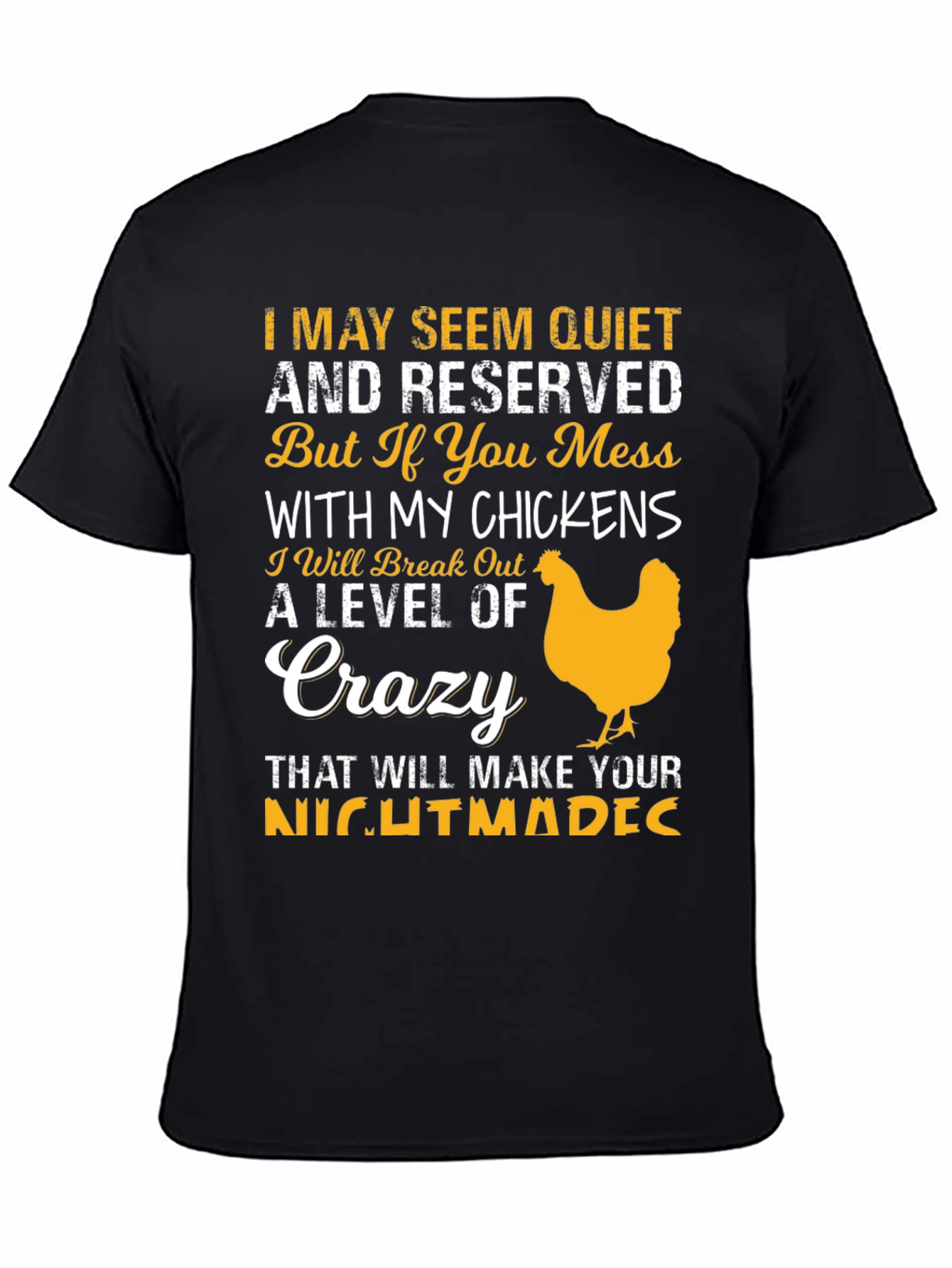 Black Funny Chicken Lover T-Shirt Crazy Level view 4