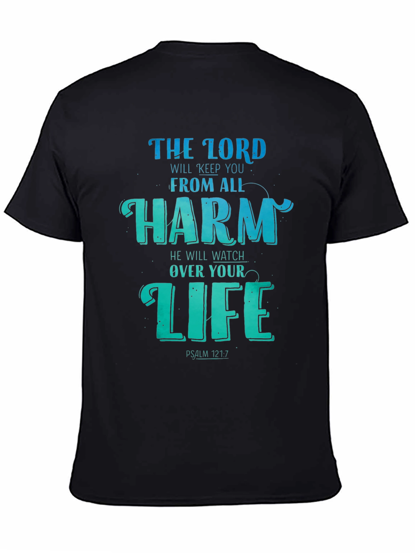 Black Faith-Based T-Shirt - Psalm 121:7 Graphic Tee view 4
