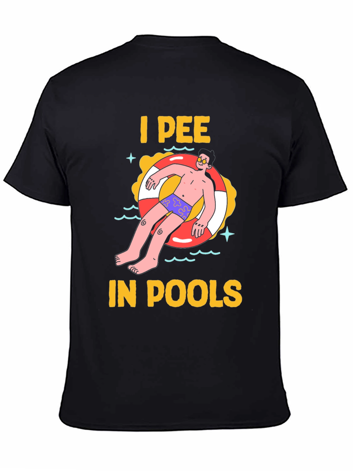 Black I Pee in Pools Graphic Tee view 4