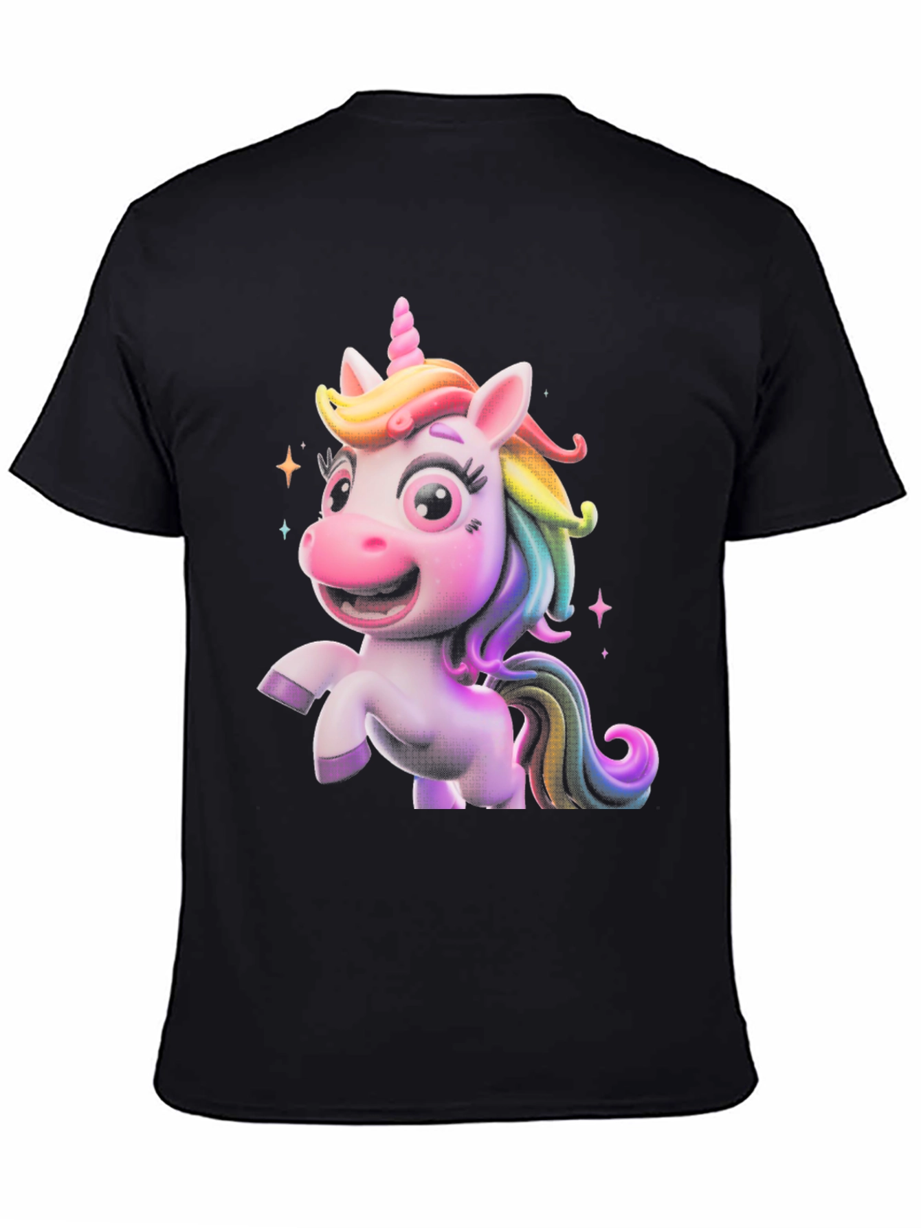 Black Cute Unicorn Graphic Tee - Black T-Shirt view 4