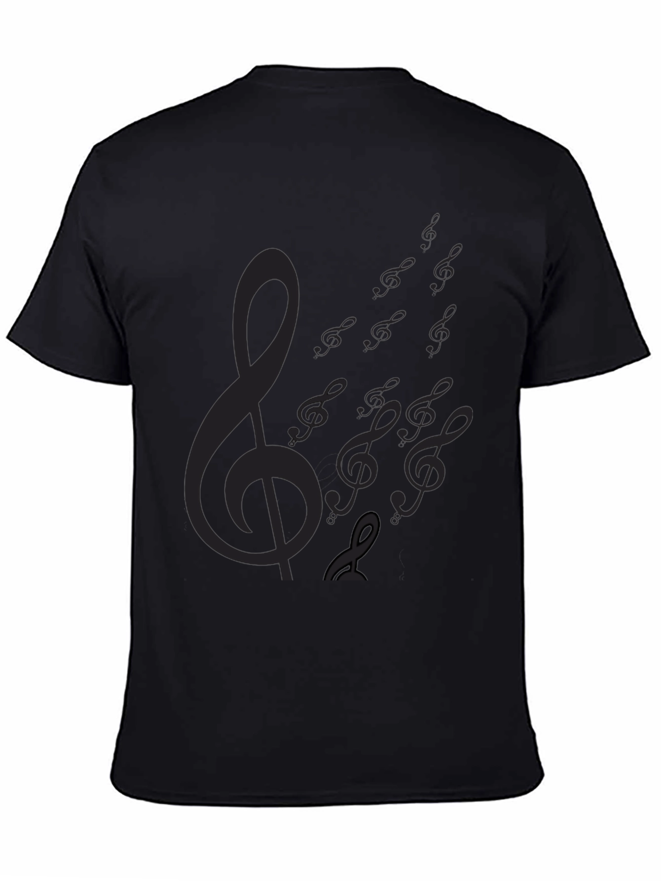 Black Men's Black Music Note Graphic Tee view 4