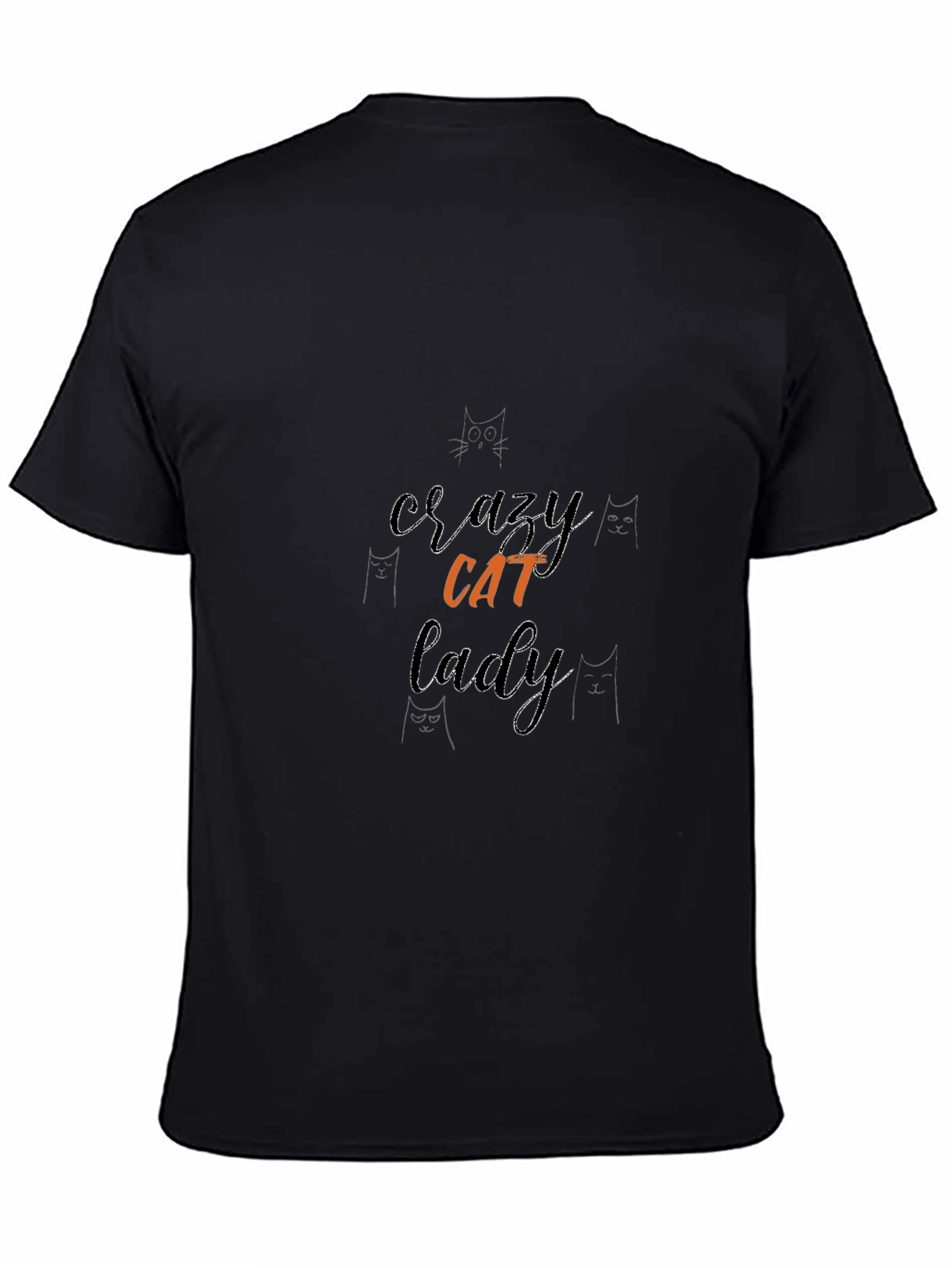 Black Crazy Cat Lady Graphic Tee - Black view 4