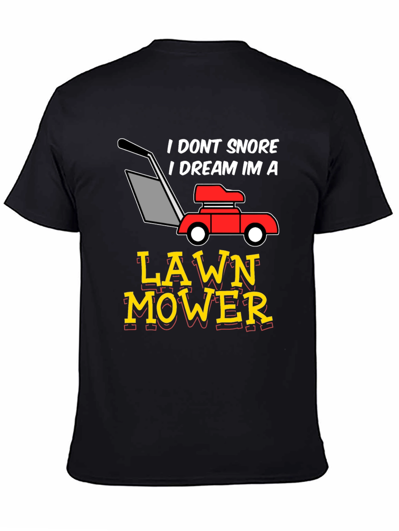 Black Dream Lawn Mower Graphic Tee - Humorous Snoring Shirt view 4