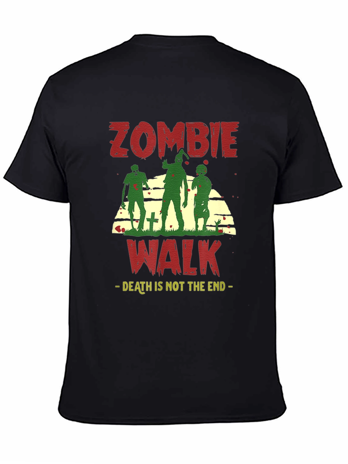 Black Zombie Walk Graphic T-Shirt - Death is Not the End view 4