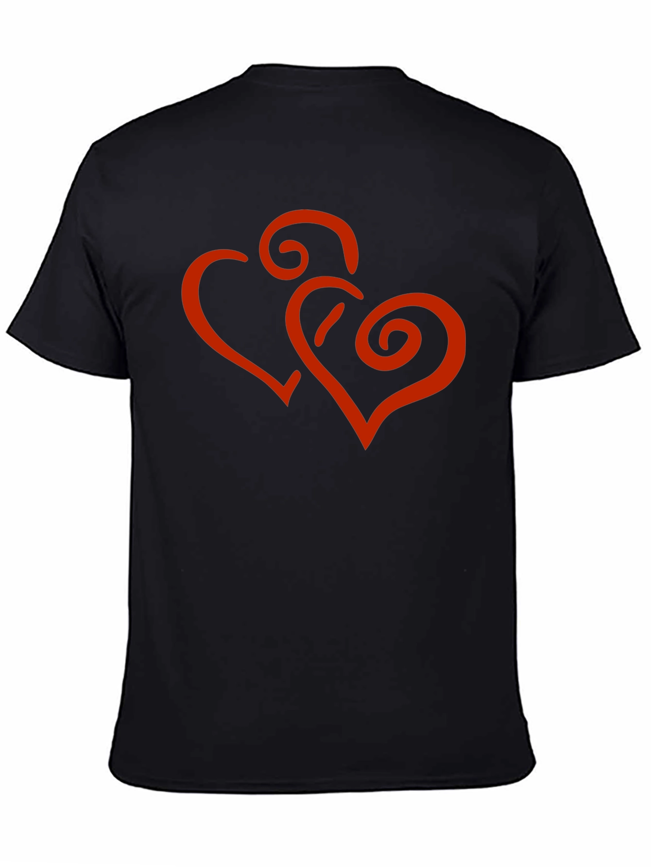 Black Stylish Black Tee with Red Heart Design view 4