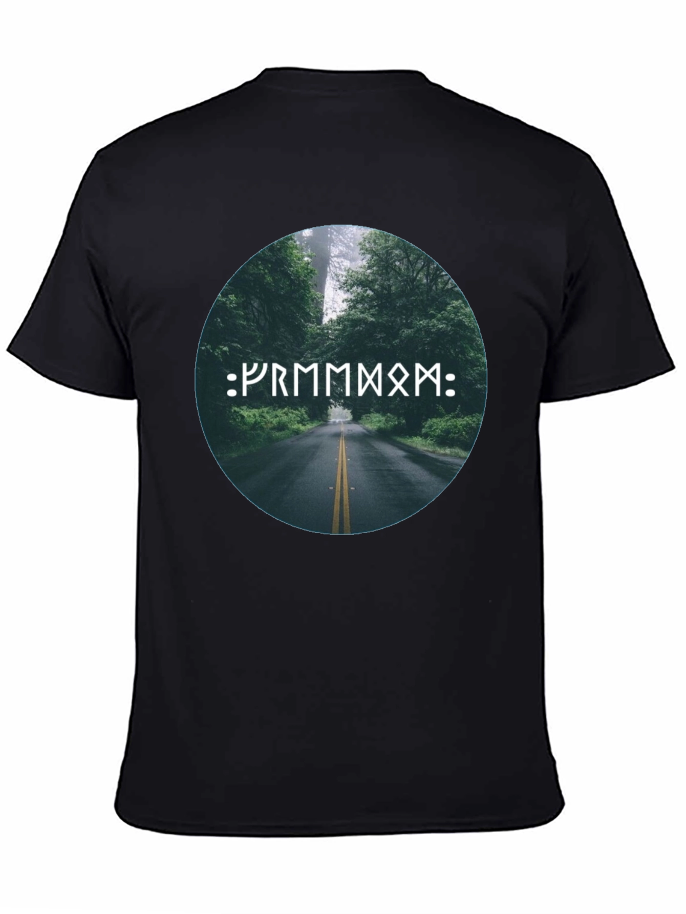 Black Nature Road Rune Black T-Shirt view 4