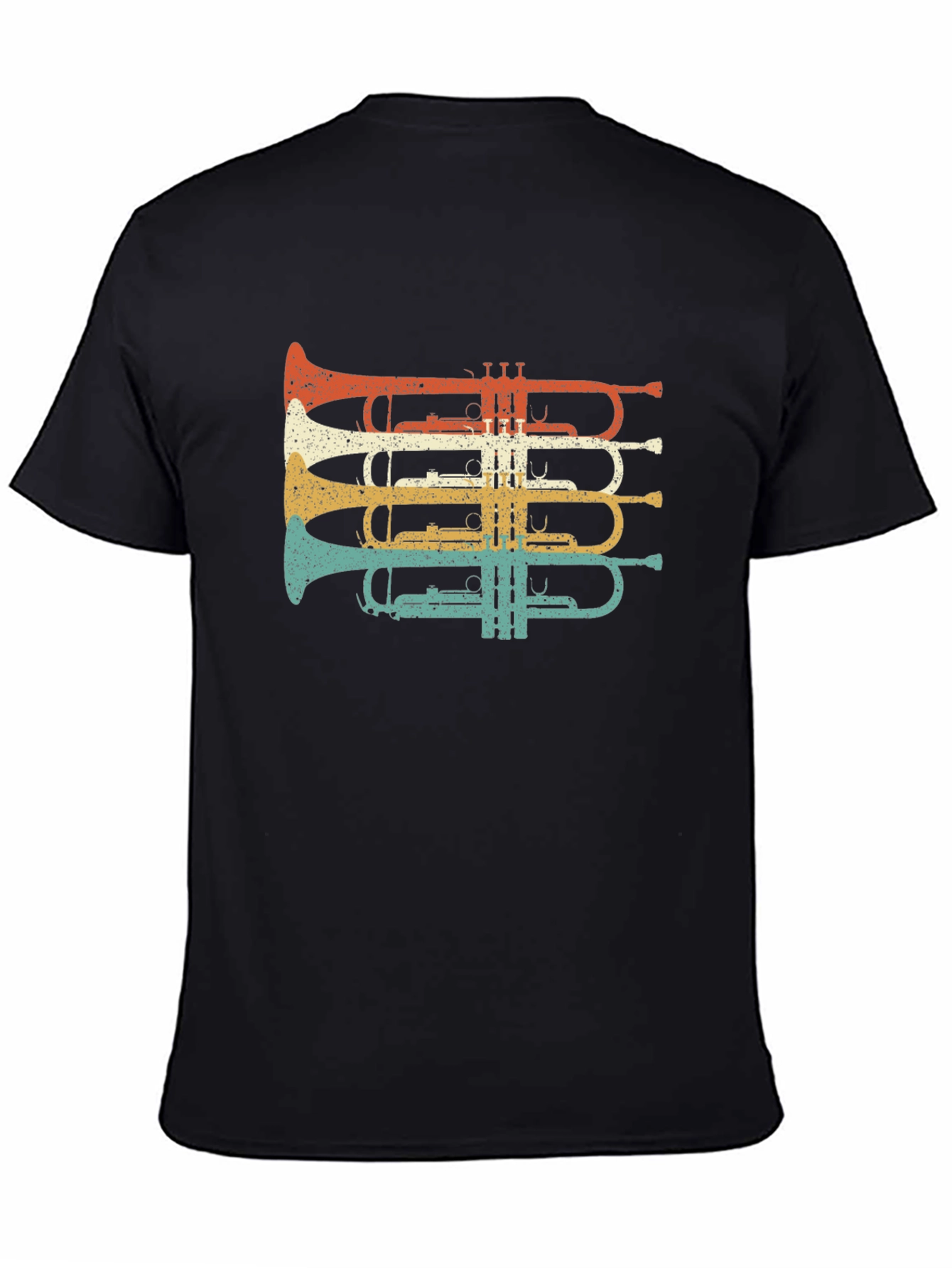 Black Retro Trumpet T-Shirt - Musical Instrument Tee view 4