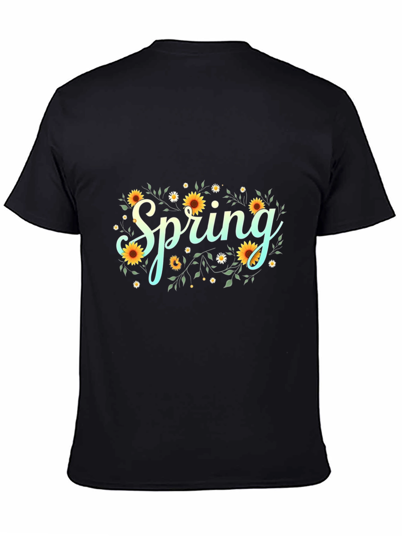Black Spring Floral Graphic Black T-Shirt view 4