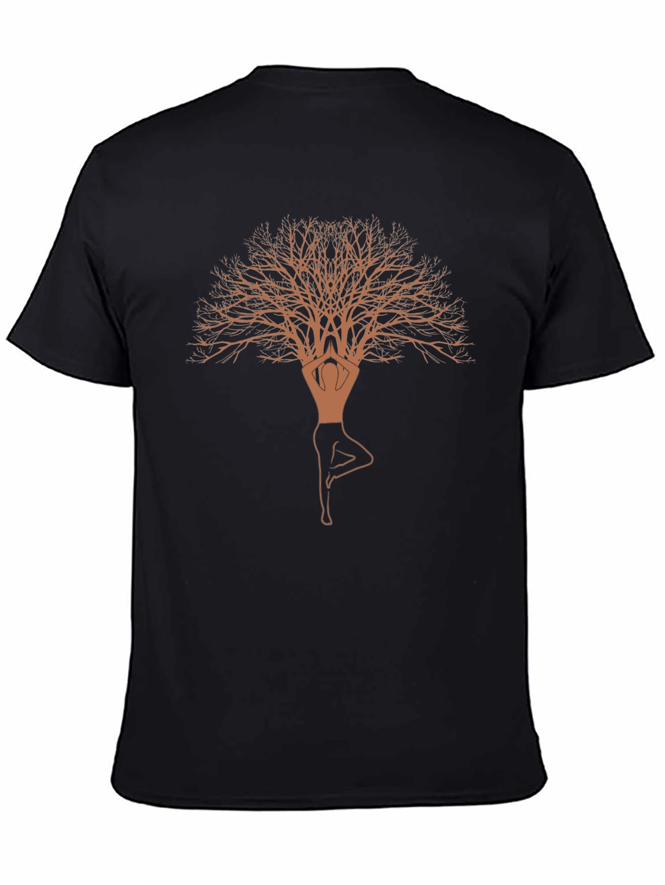 Black Tree Pose Yoga T-Shirt - Balance and Nature view 4