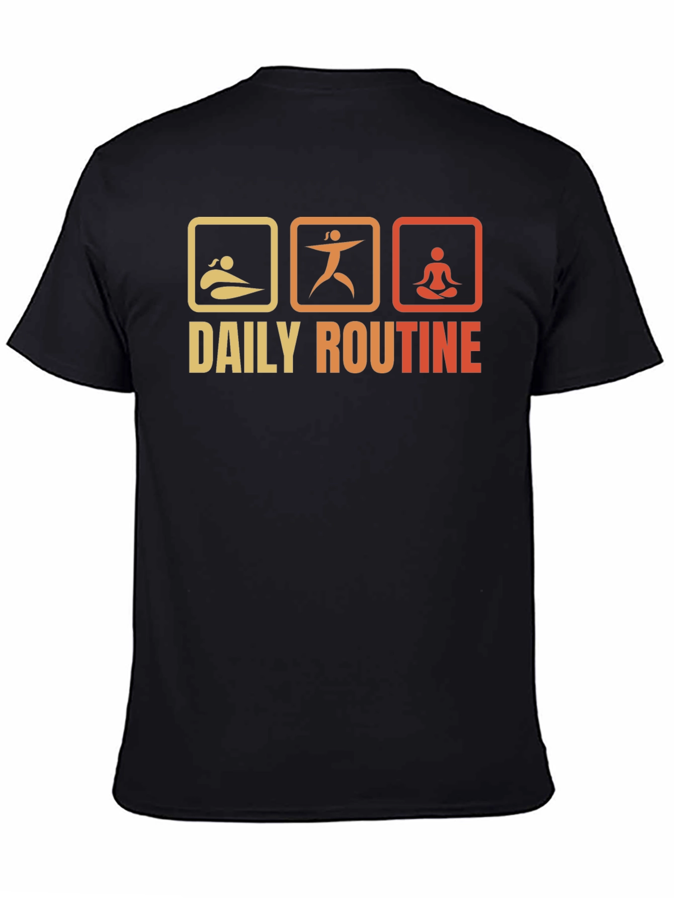 Black Daily Routine T-Shirt - Swim, Exercise, Meditate view 4