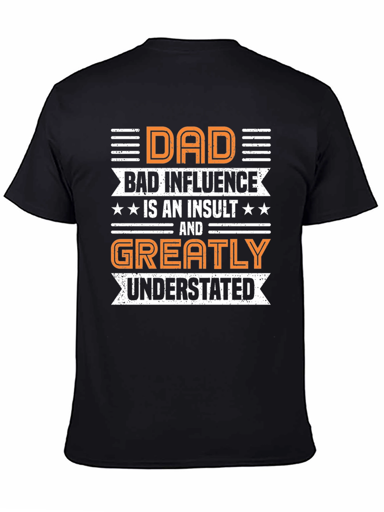 Black Dad Bad Influence Funny T-Shirt view 4