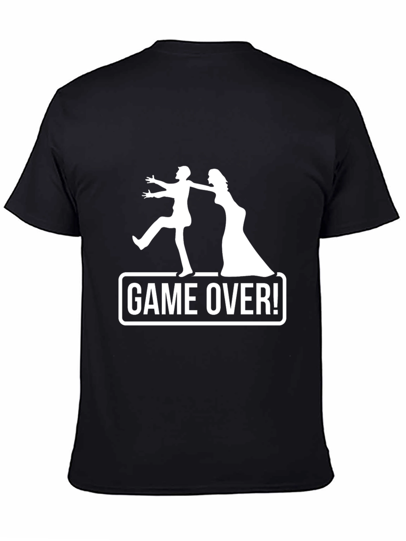 Black Funny Game Over Wedding Groom T-Shirt view 4