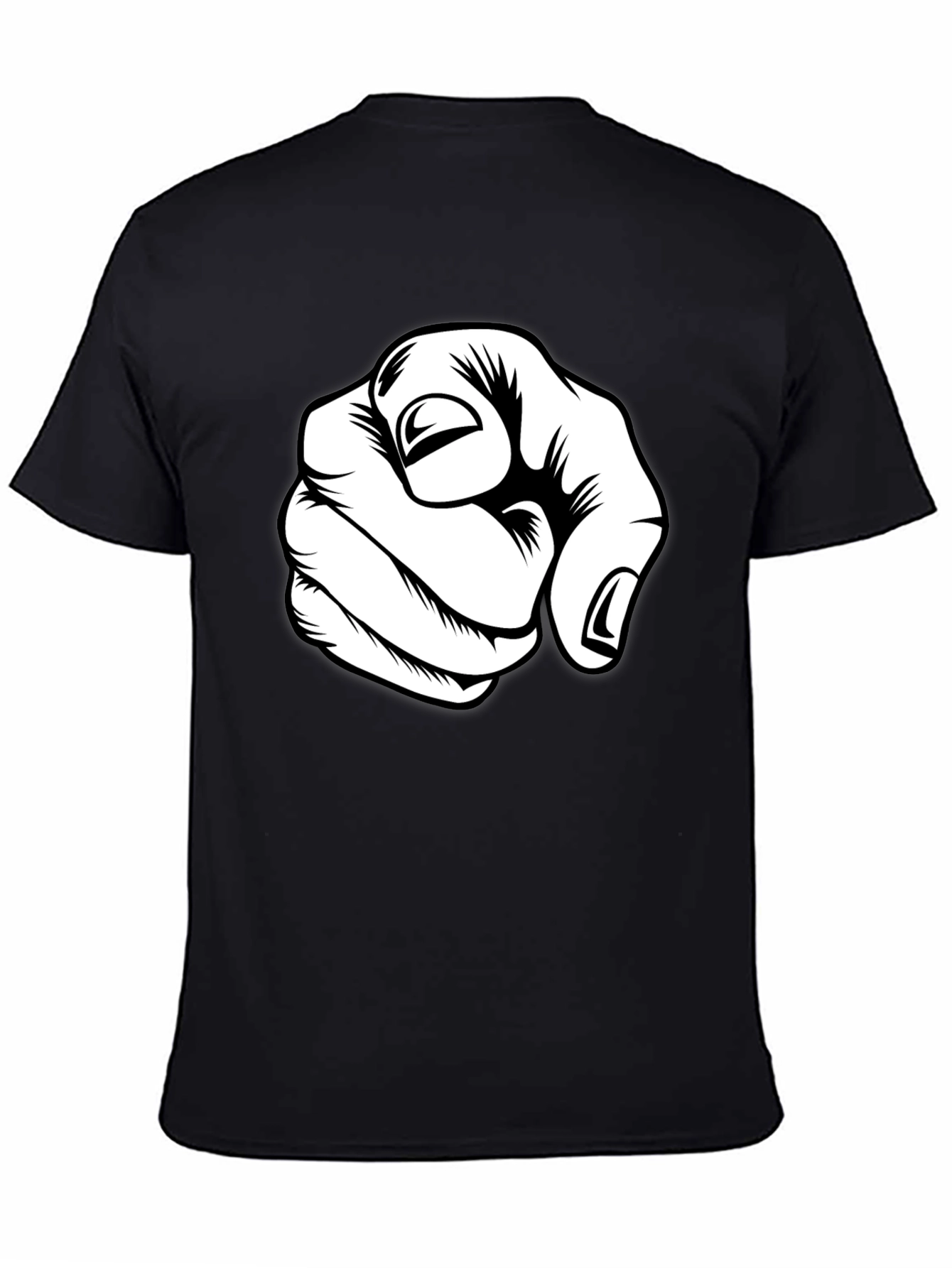Black Pointing Finger Graphic Tee - Black Cotton Blend view 4