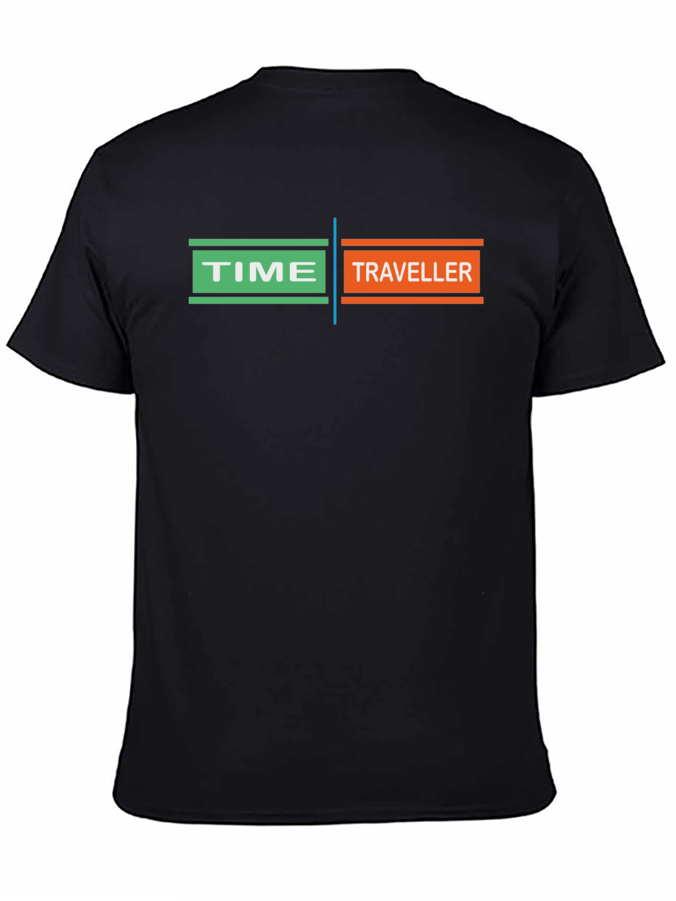 Black Time Traveler Graphic T-Shirt - Black, Unique Design view 4
