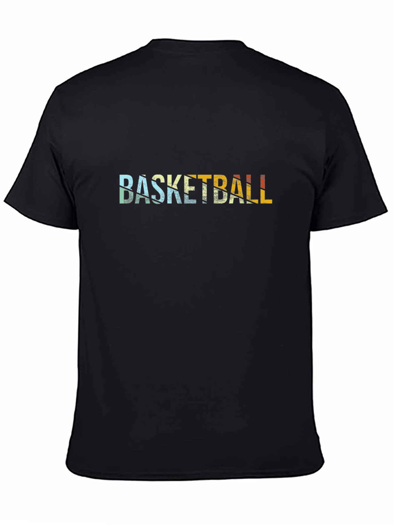 Black Retro Basketball Graphic Tee - Black Cotton T-Shirt view 4