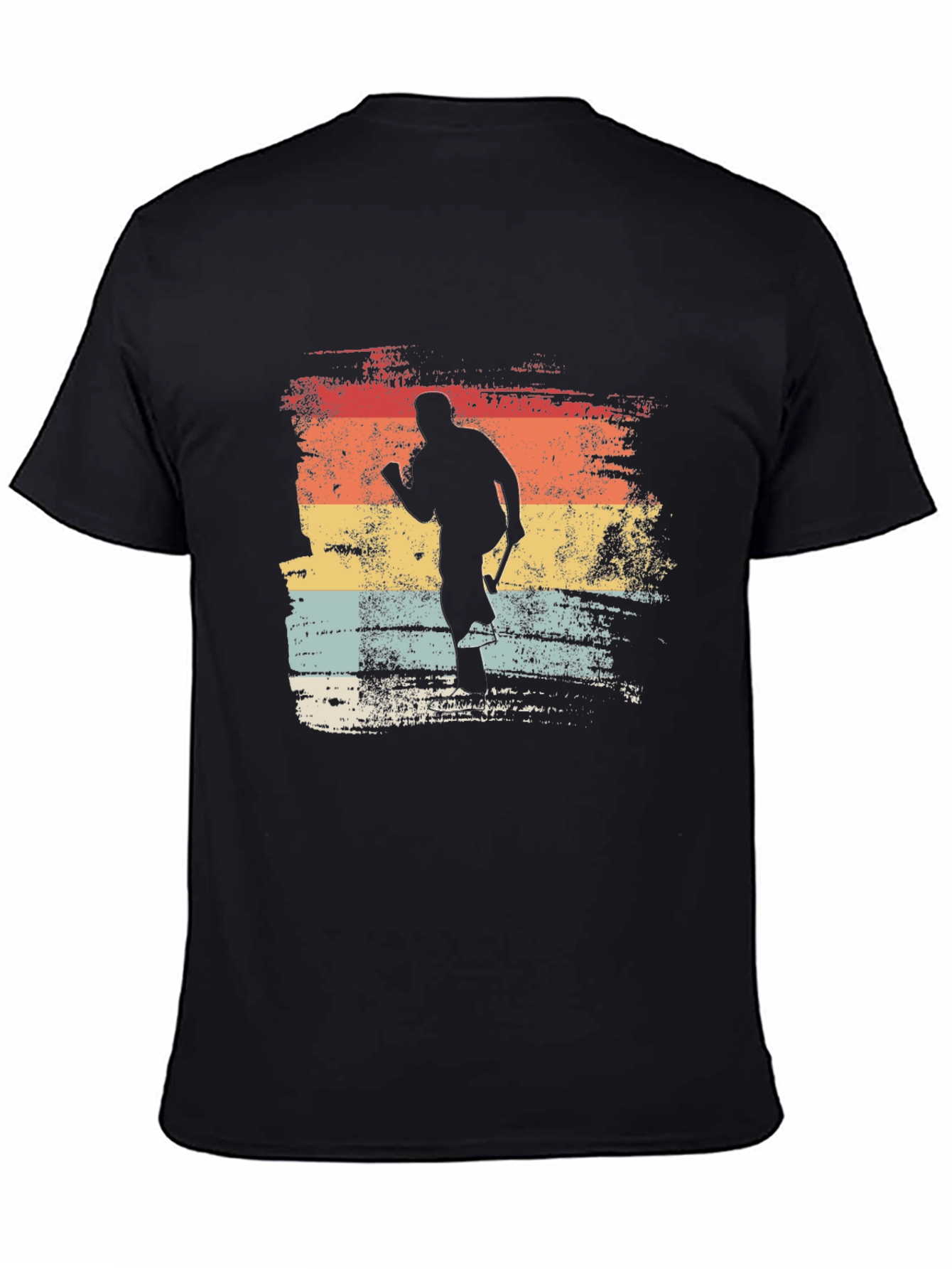 Black Vintage Hockey Player Graphic Tee - Retro Style view 4