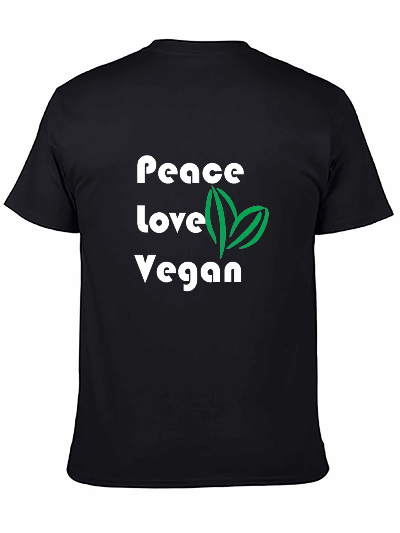 Black Peace Love Vegan Graphic T-Shirt - Black view 4
