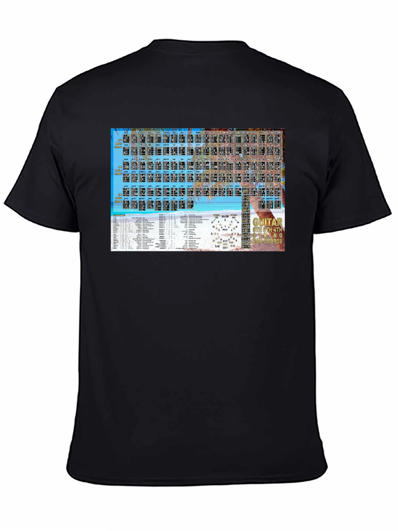 Black Guitar Chords Beach T-Shirt view 4