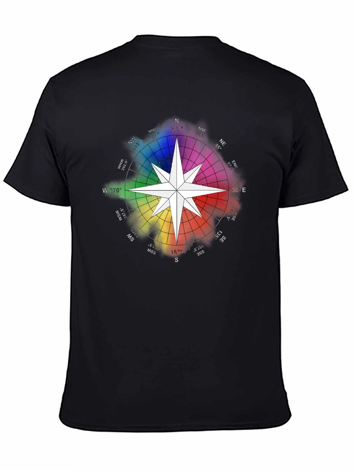 Black Rainbow Compass Star Graphic T-Shirt - Stylish Black Tee view 4