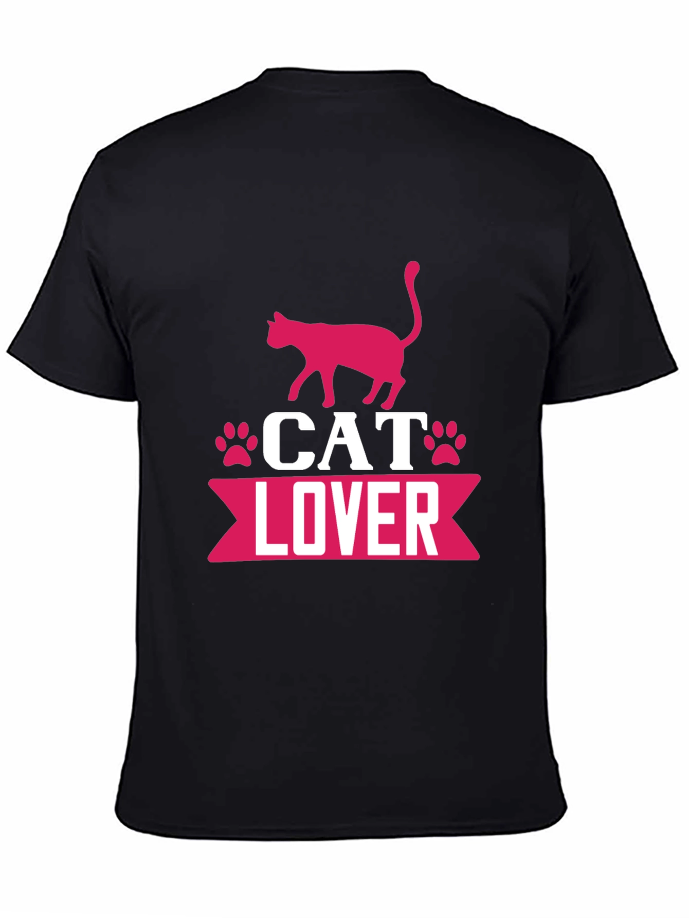 Black Cat Lover Graphic T-Shirt - Cute Pink Design view 4