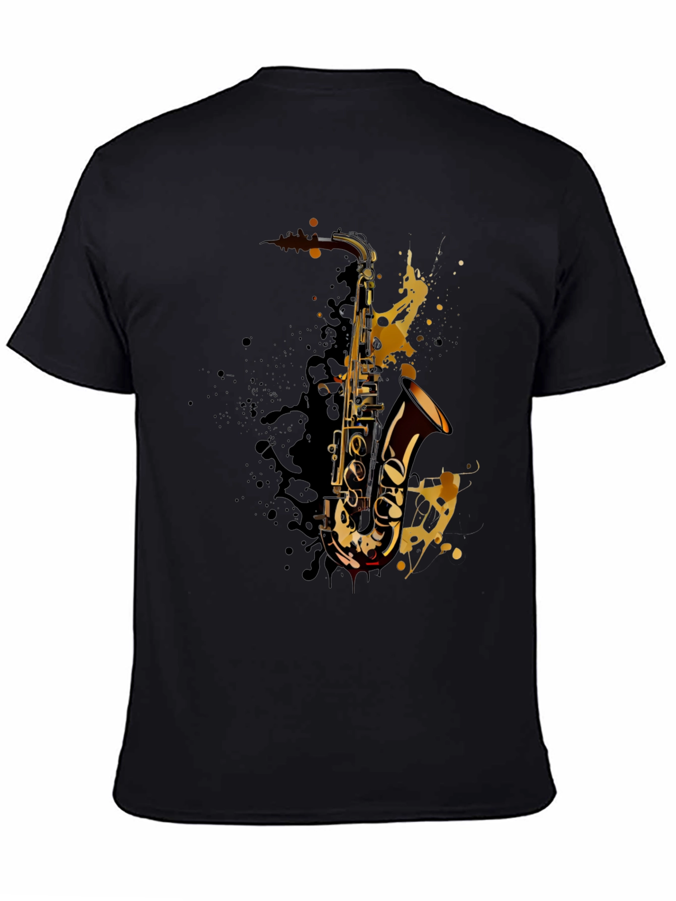Black Saxophone Splash Graphic T-Shirt - Music Lover Tee view 4
