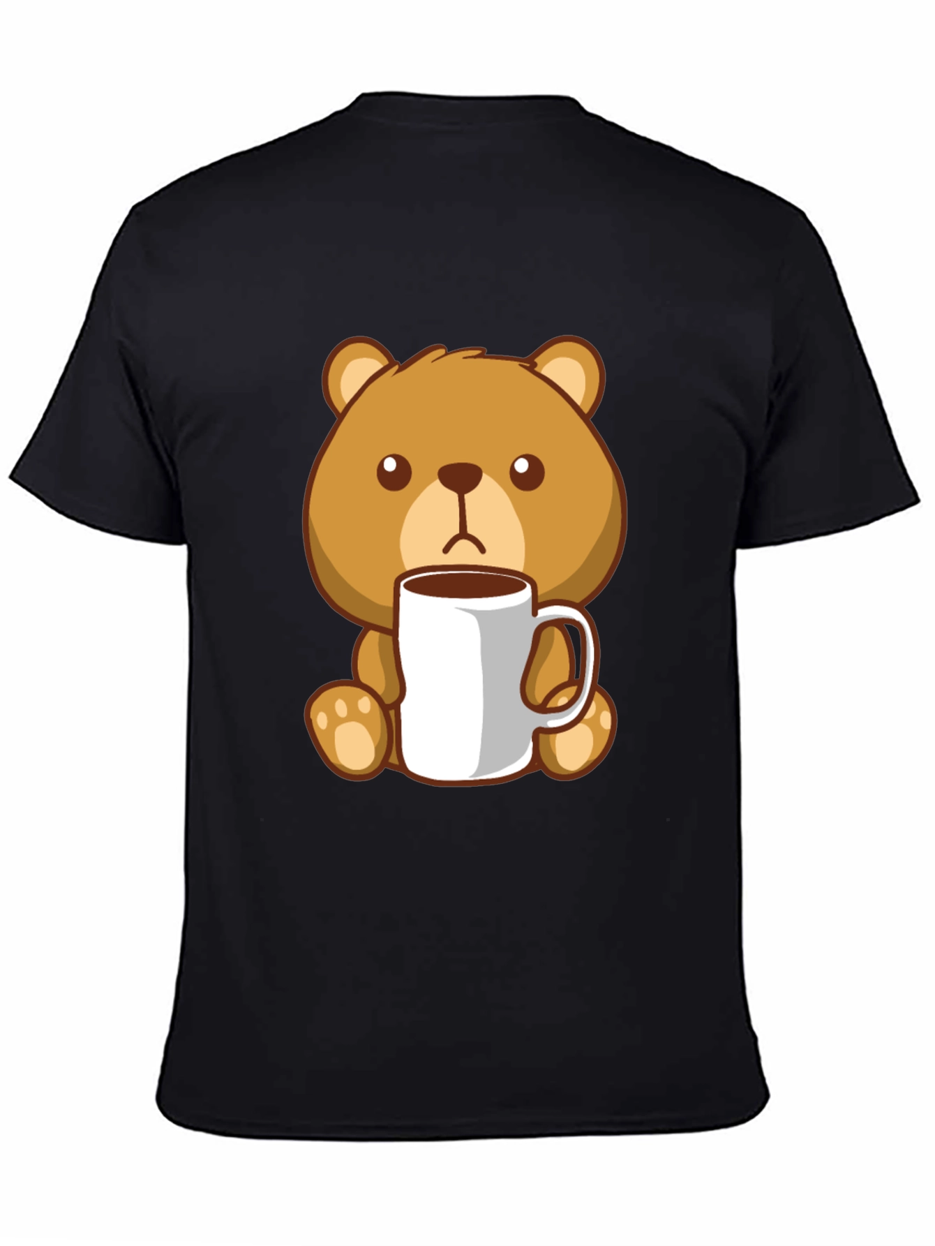 Black Cute Bear Coffee Lover Black T-Shirt view 4