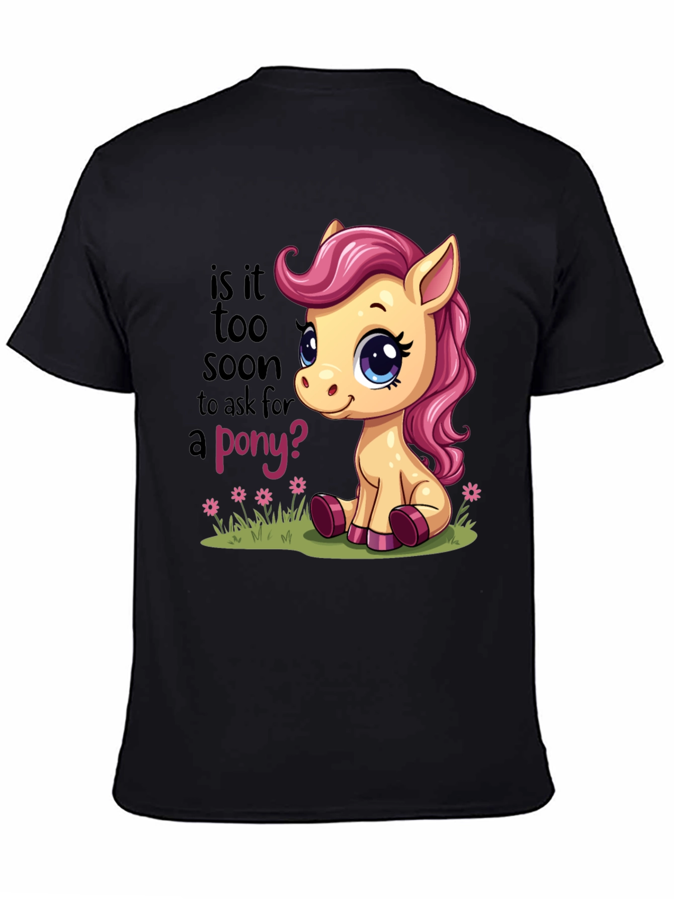 Black Cute Pony T-Shirt - Is It Too Soon? view 4