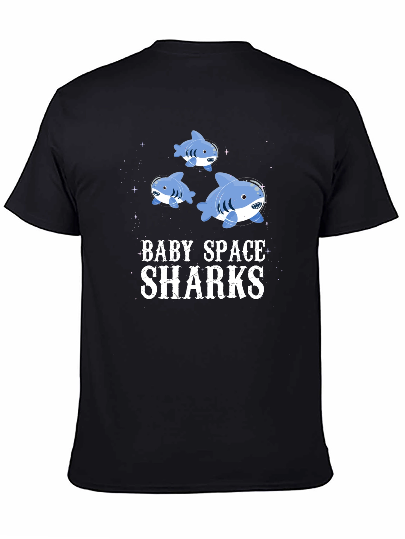 Black Baby Space Sharks Graphic T-Shirt view 4